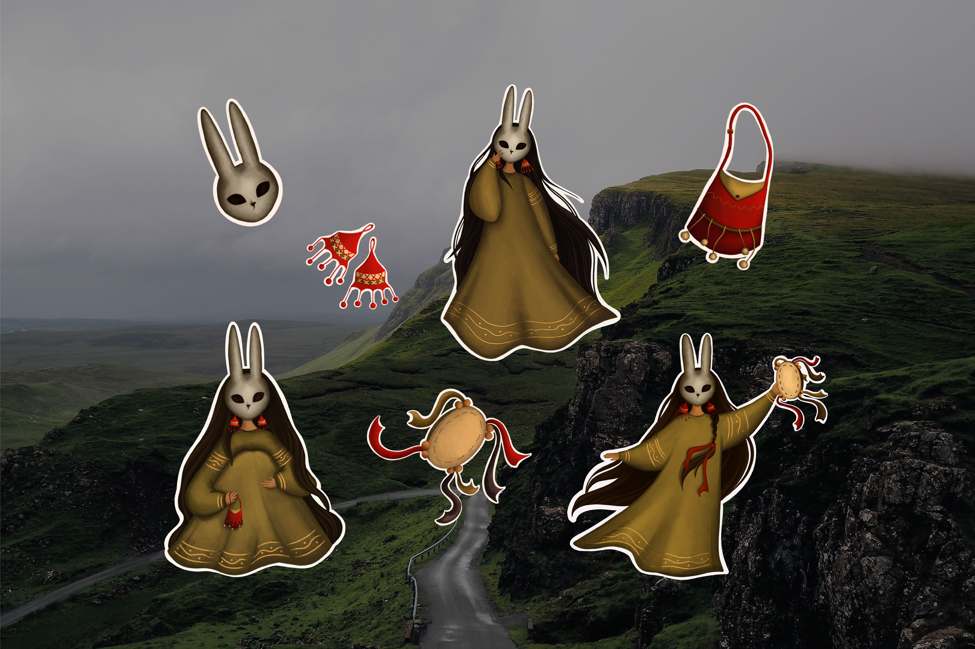 STICKER PACK Девочка в маске кролика — Изображение №2 — Иллюстрация на Dprofile