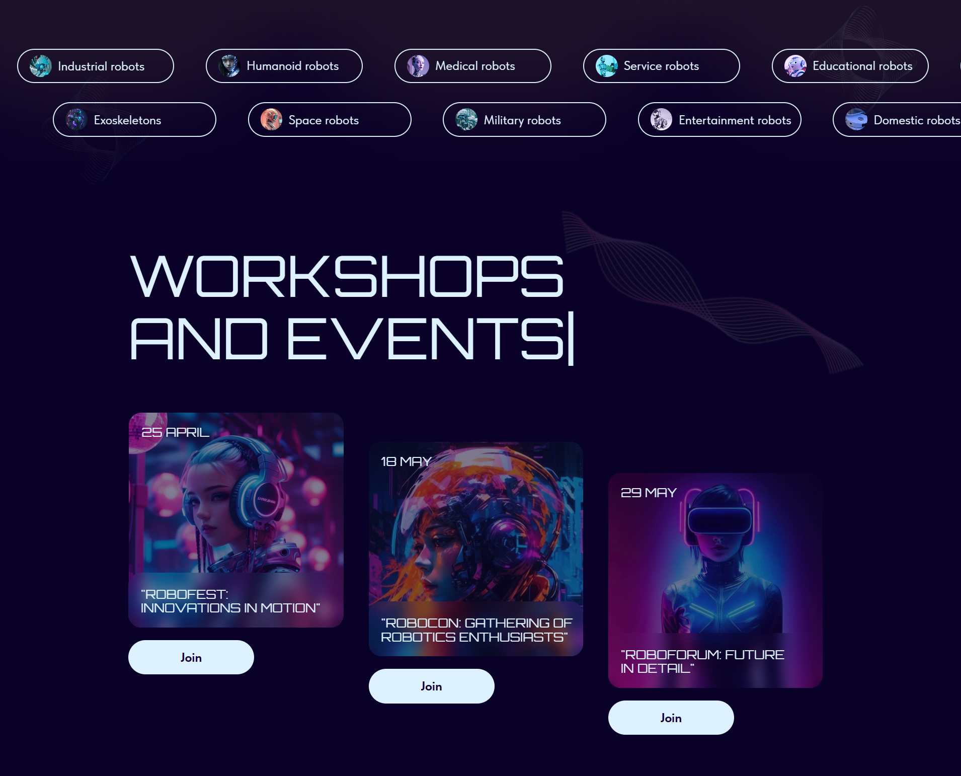 Сайт "Робототехника" — Изображение №3 — Интерфейсы на Dprofile