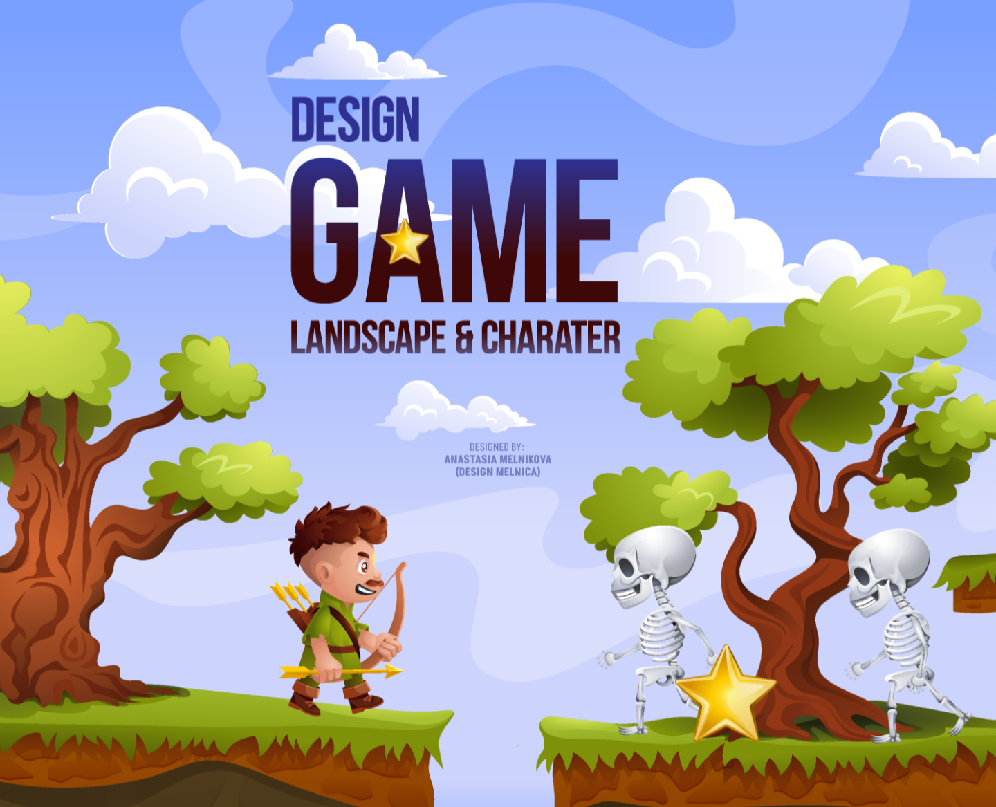 Персонаж и локация для игры. Векторная иллюстрация — Иллюстрация на Dprofile