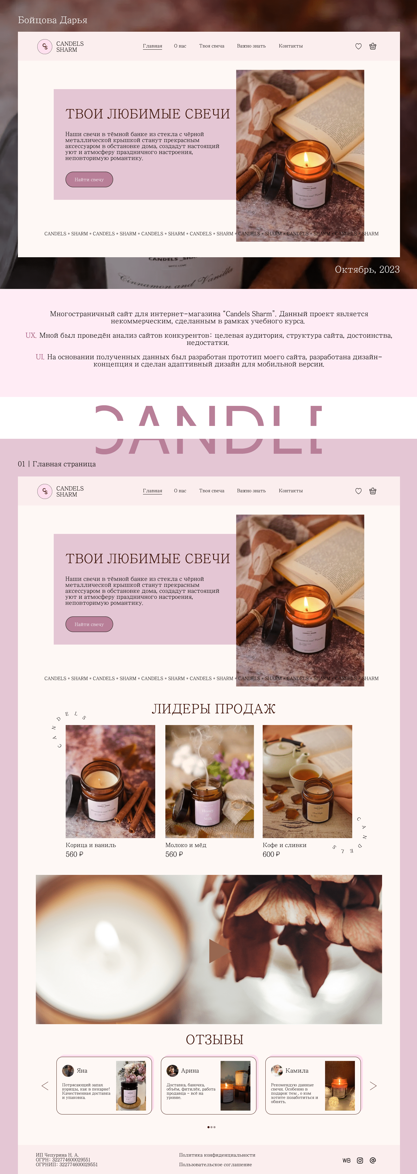 CANDELS SHARM — Изображение №1 — Брендинг, Интерфейсы на Dprofile