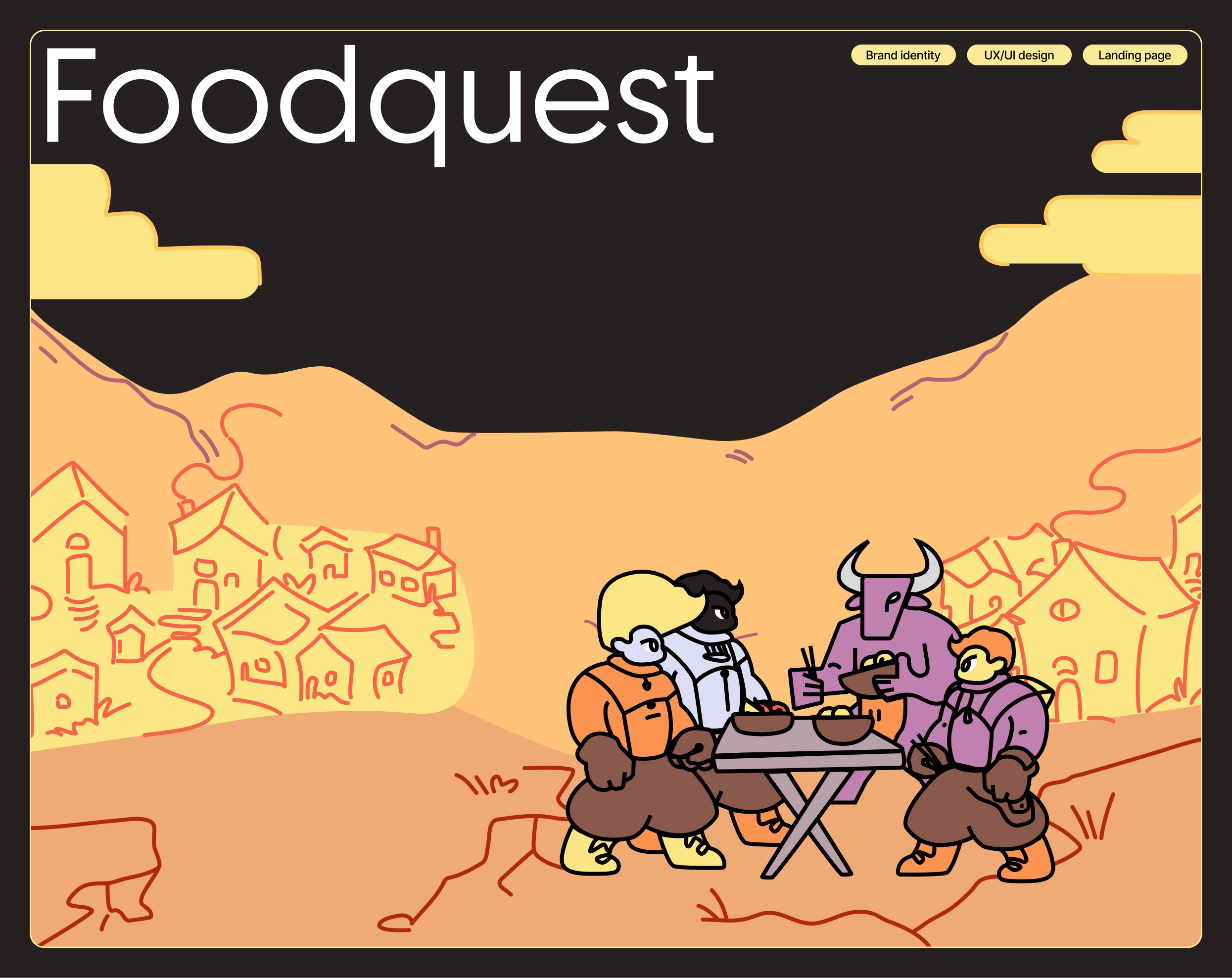 Foodquest app: Brand Identity, UX/UI, Landing page — Изображение №1 — Интерфейсы, Брендинг на Dprofile