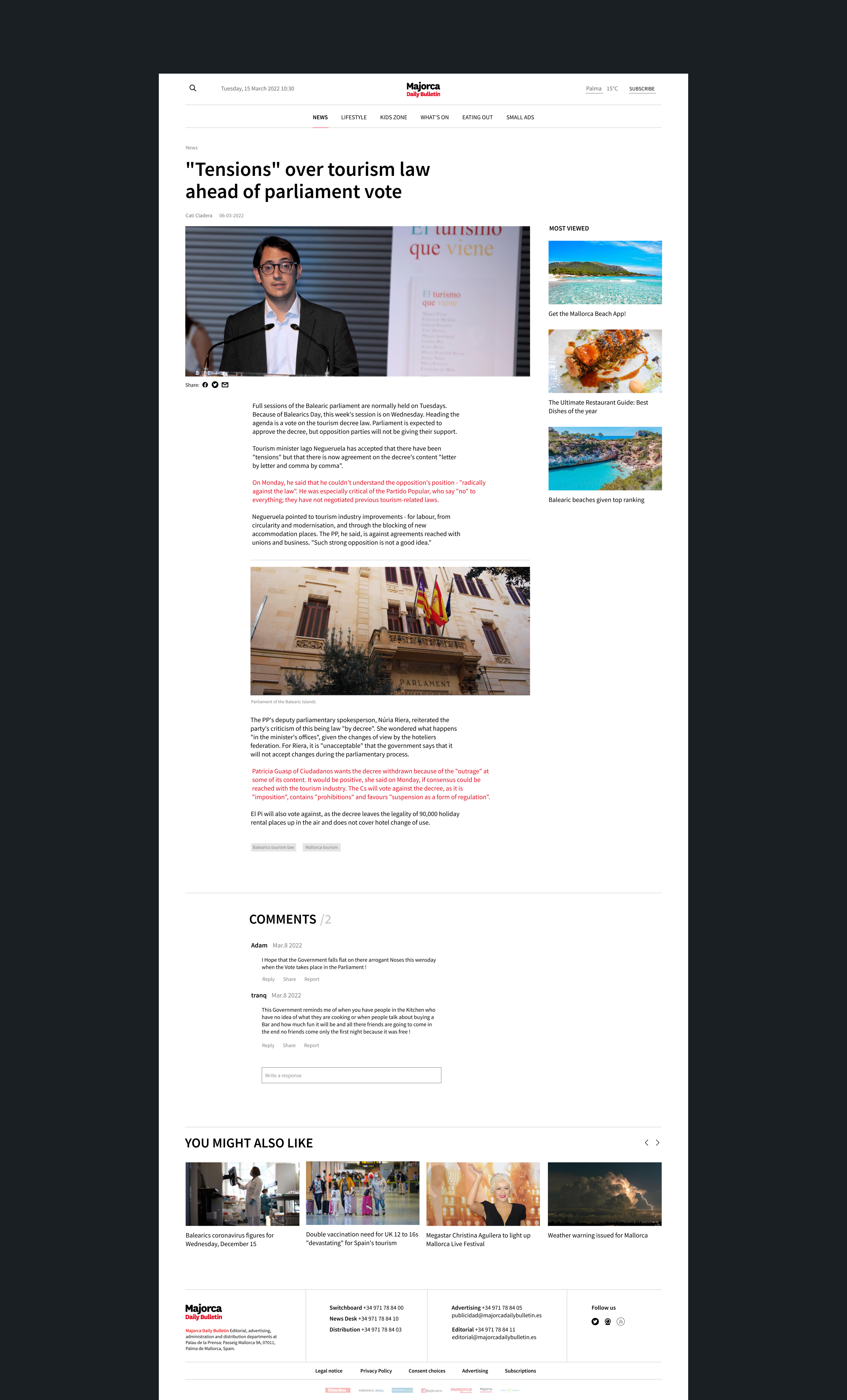 Majorca Daily Bulletin — News Website — Изображение №7 — Интерфейсы, Брендинг на Dprofile