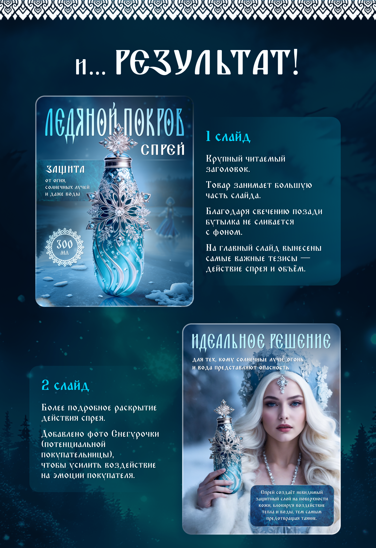 Спрей "Ледяной покров" | Конкурс Лукоморье 2024 — Изображение №4 — Графика, Маркетинг на Dprofile