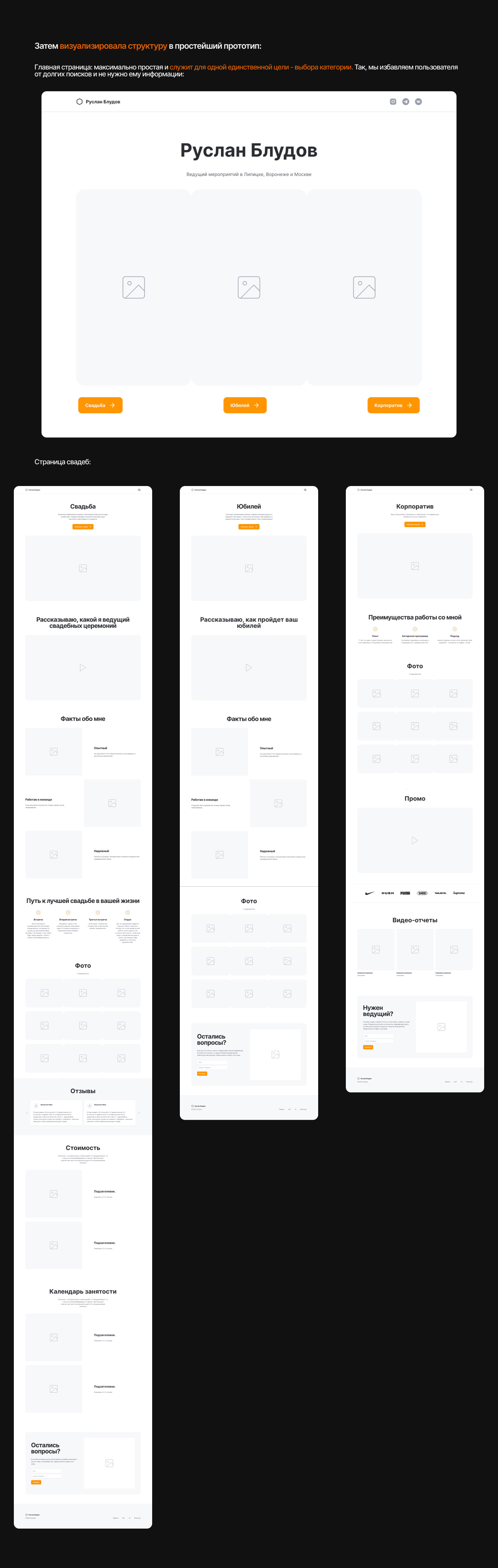 Многостраничный сайт для ведущего мероприятий — Изображение №6 — Интерфейсы на Dprofile