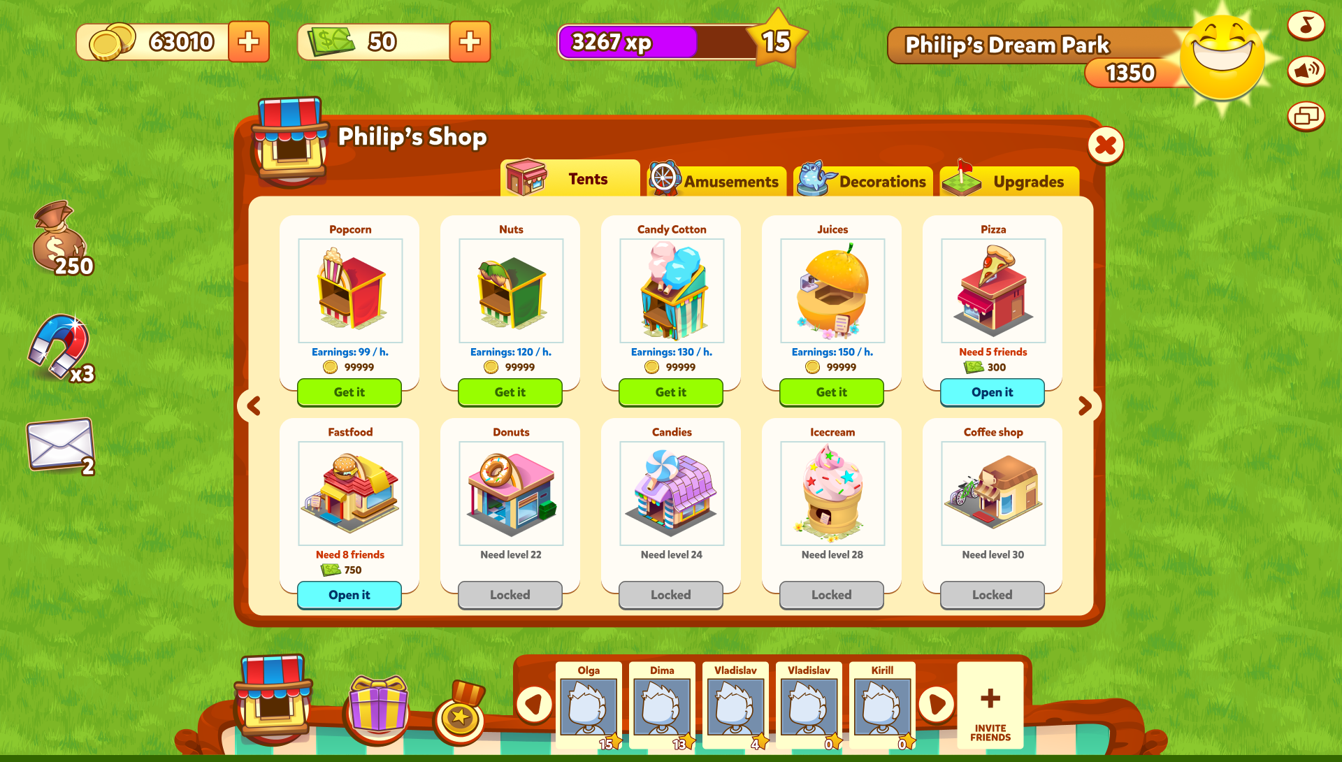 Game ART + UI | Philip's Dream Park — Изображение №3 — Интерфейсы, Иллюстрация на Dprofile