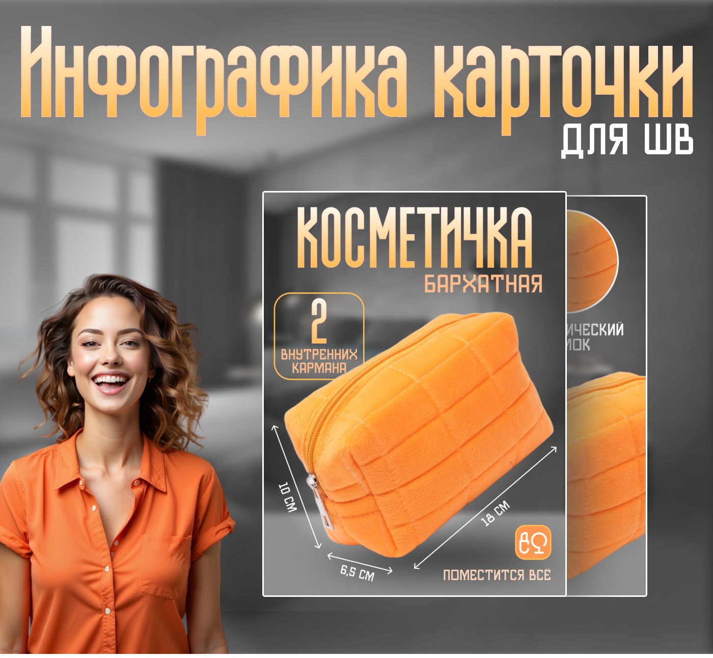 Кейс карточки товара (косметички) — Изображение №1 — Графика, Маркетинг на Dprofile