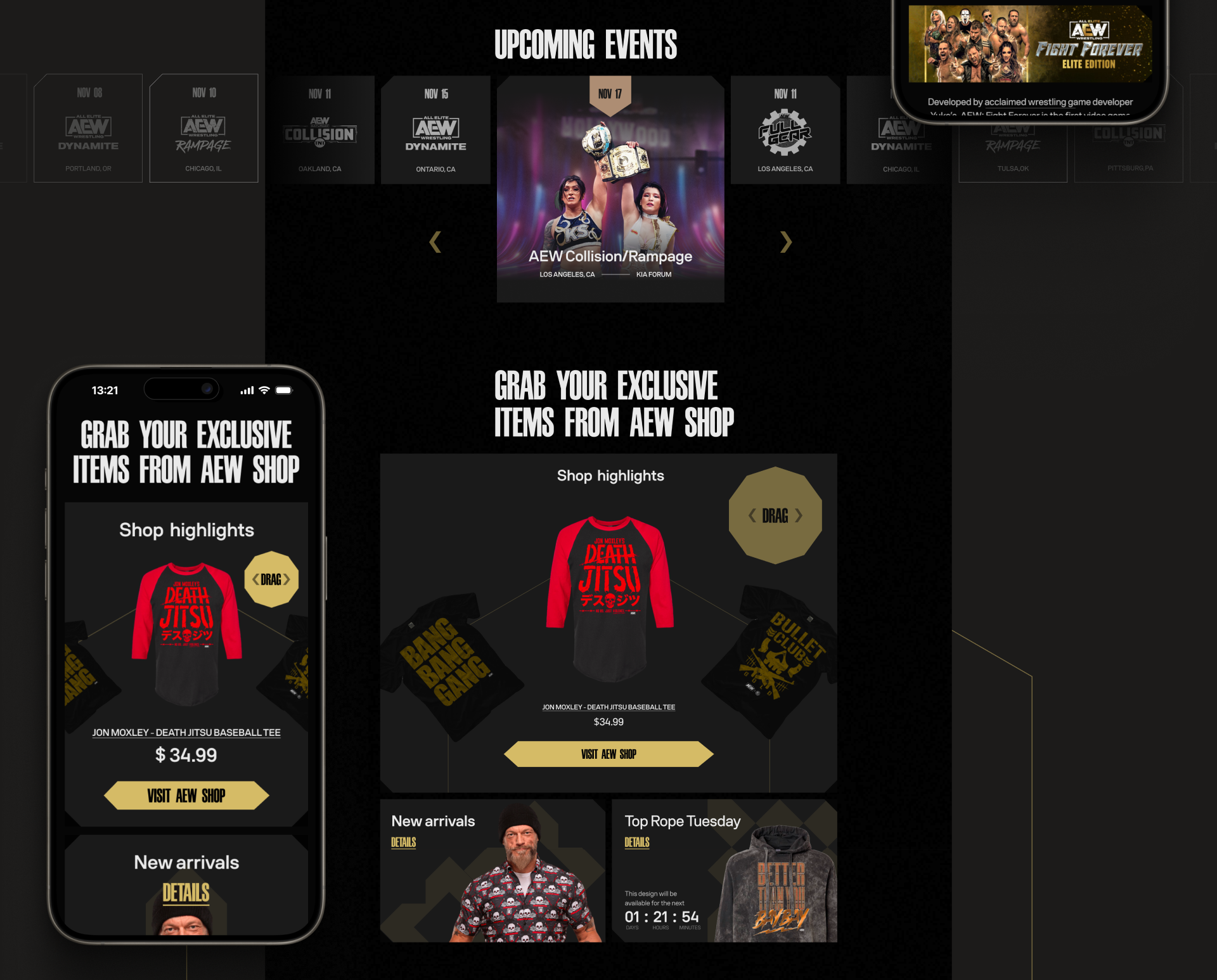 All Elite Wrestling/редизайн корпоративного сайта — Изображение №5 — Графика, Интерфейсы на Dprofile