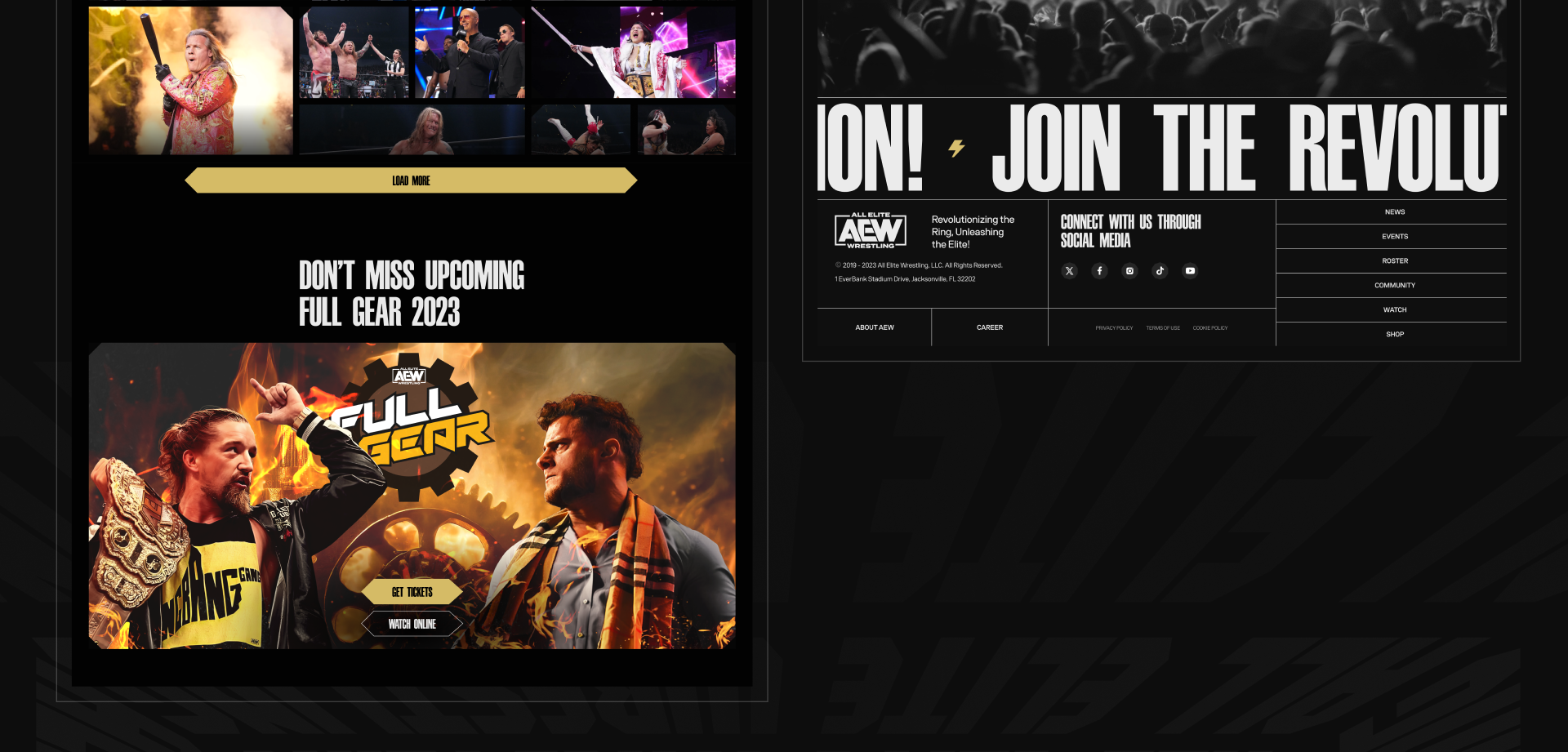 All Elite Wrestling/редизайн корпоративного сайта — Изображение №25 — Графика, Интерфейсы на Dprofile