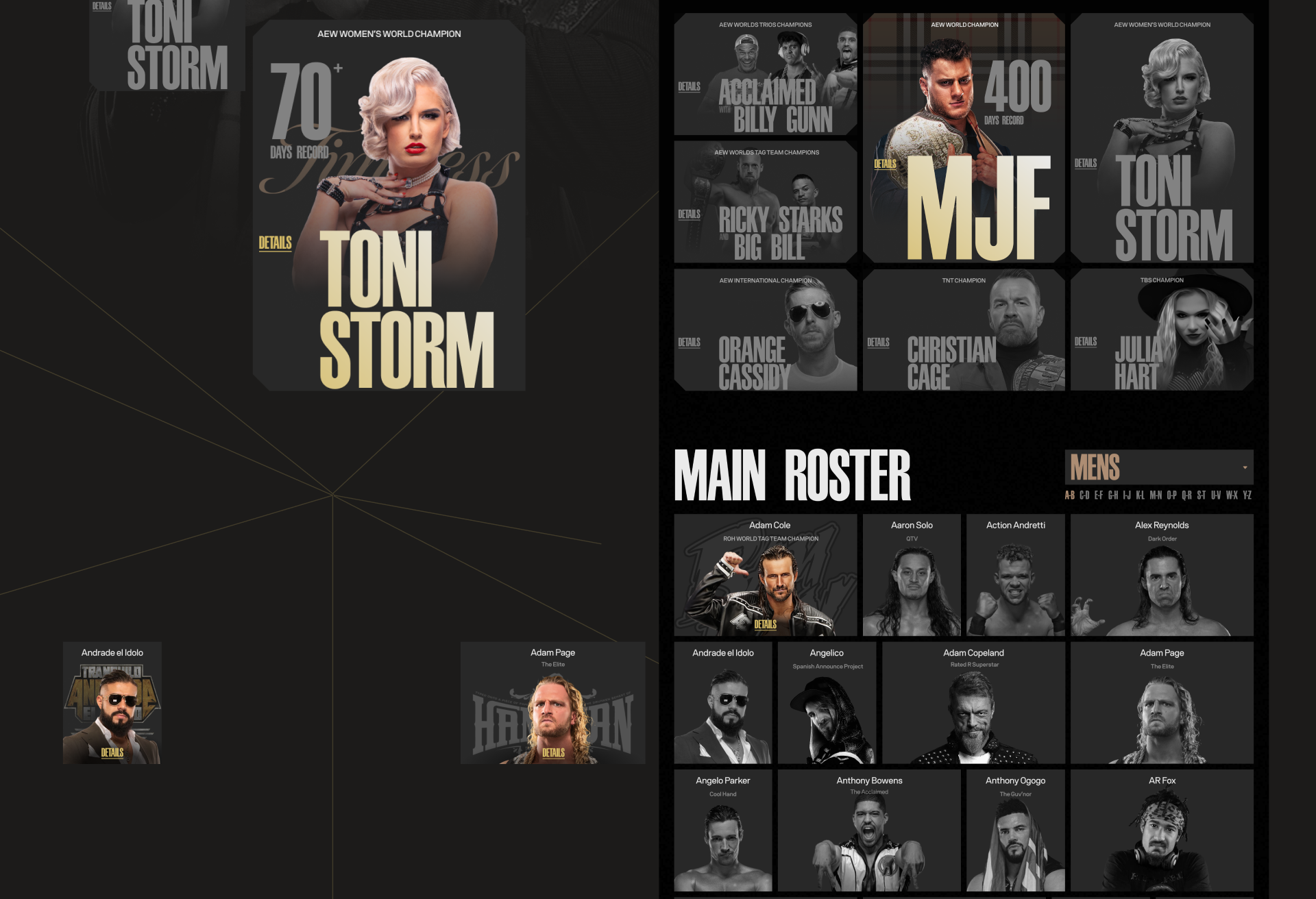 All Elite Wrestling/редизайн корпоративного сайта — Изображение №19 — Графика, Интерфейсы на Dprofile