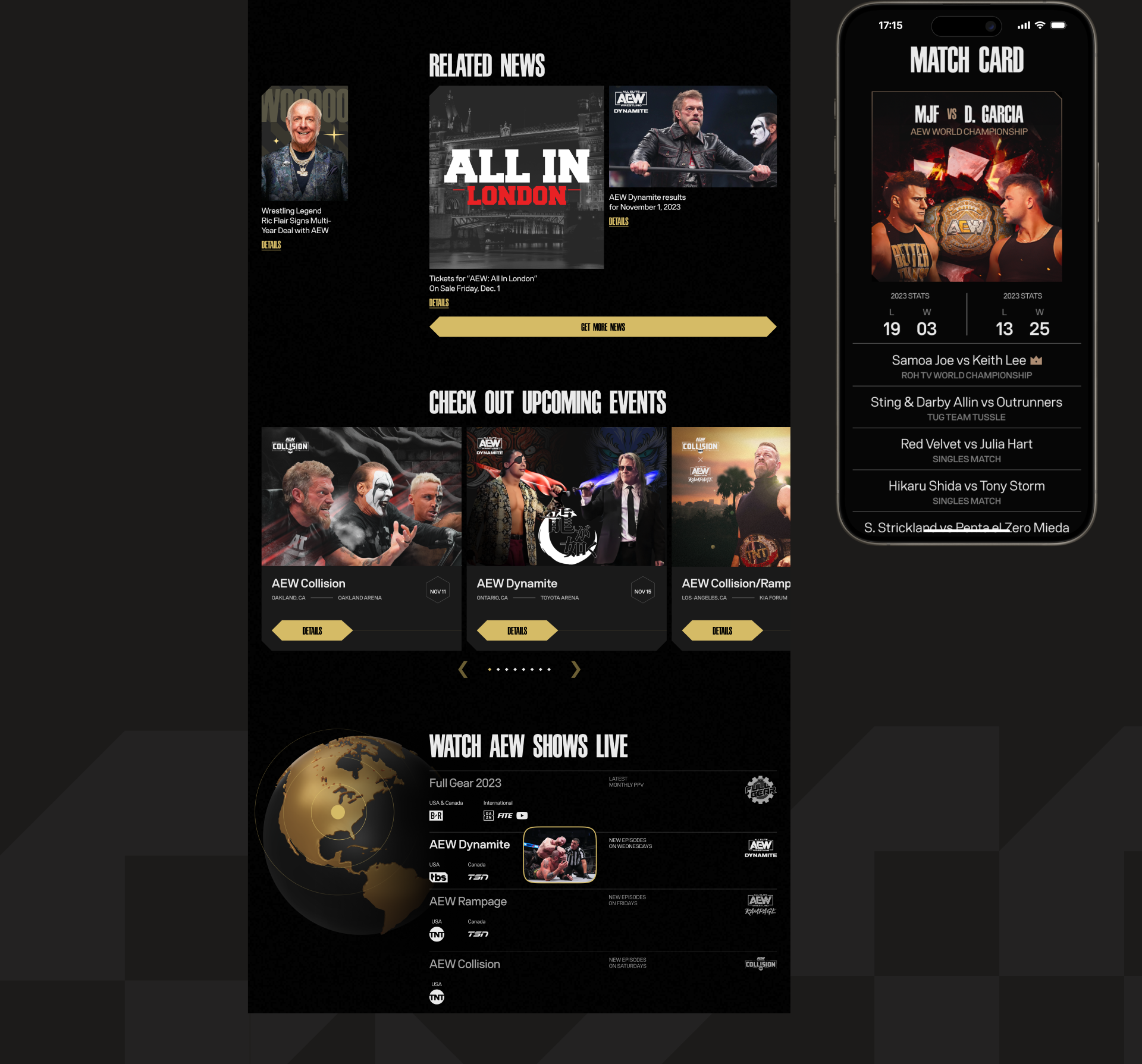 All Elite Wrestling/редизайн корпоративного сайта — Изображение №16 — Графика, Интерфейсы на Dprofile