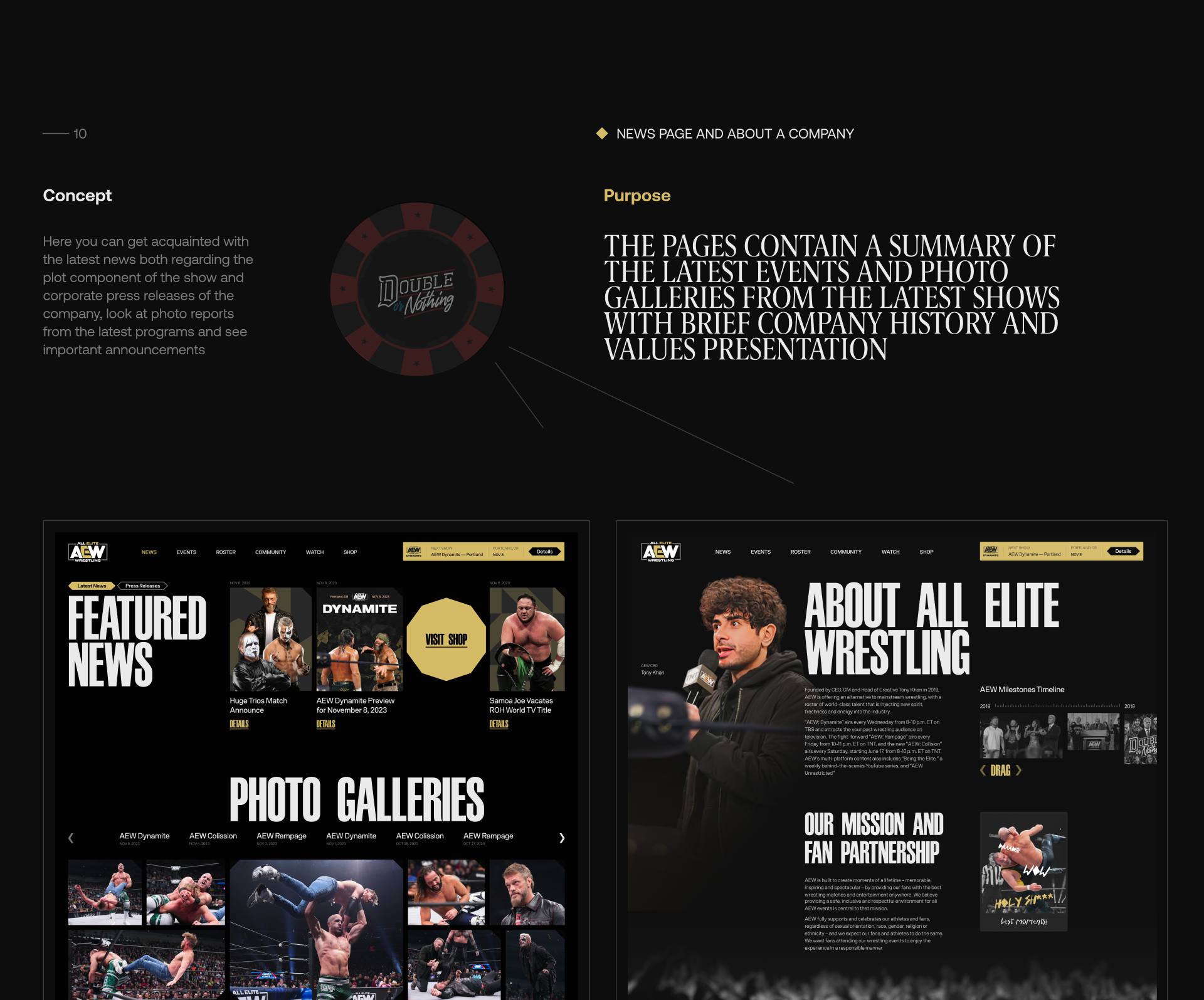 All Elite Wrestling/редизайн корпоративного сайта — Изображение №24 — Графика, Интерфейсы на Dprofile