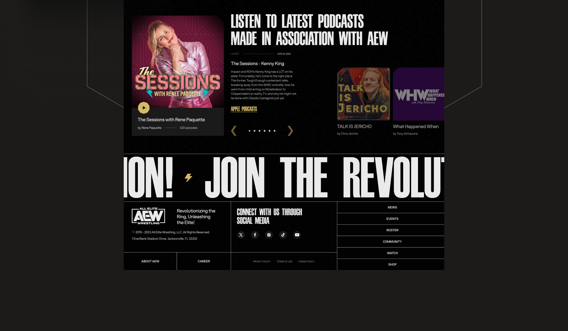 All Elite Wrestling/редизайн корпоративного сайта — Изображение №6 — Графика, Интерфейсы на Dprofile