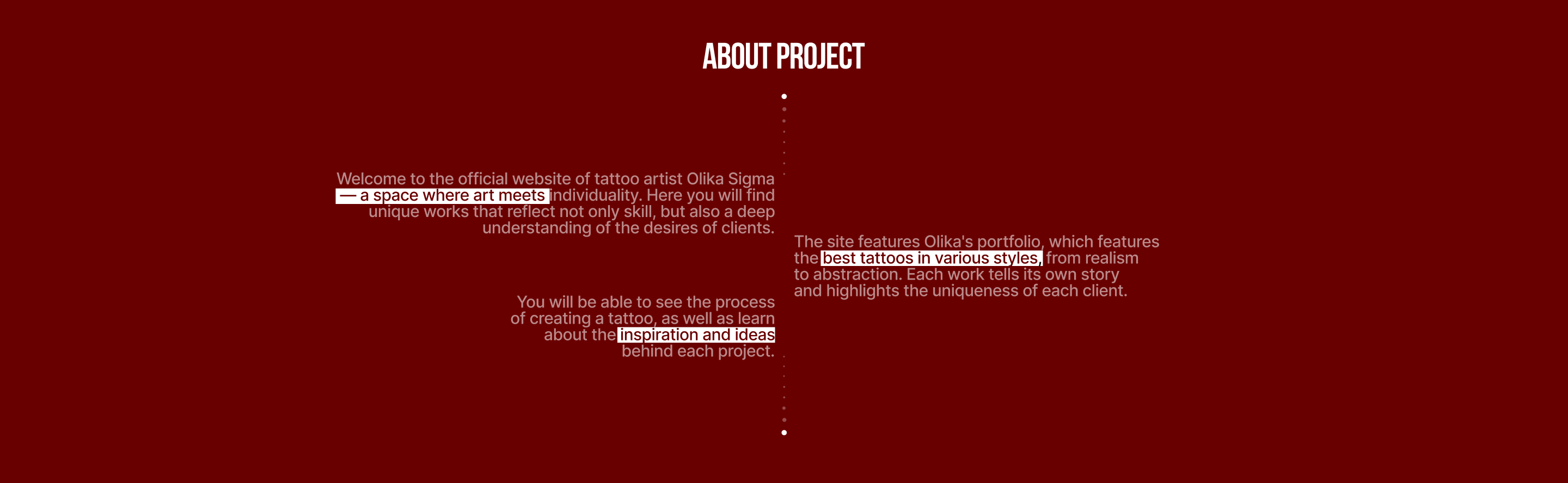 Landing page Tattoo artist Olika Sigma — Изображение №2 — Интерфейсы на Dprofile