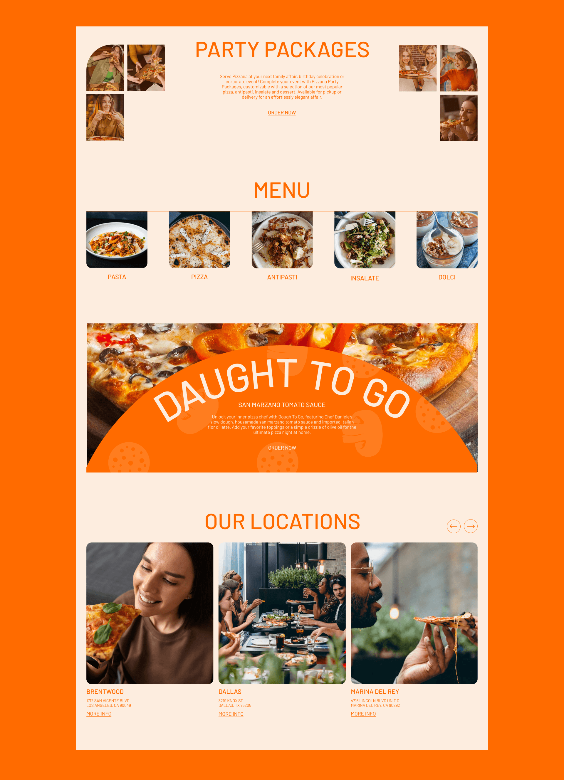 Pizzana pizza landing page — Изображение №5 — Интерфейсы на Dprofile