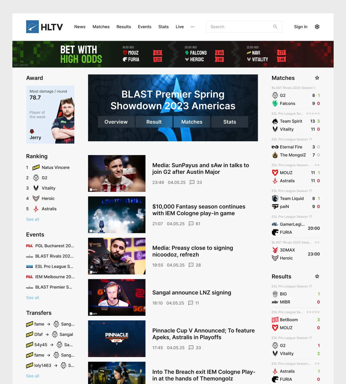 hltv.org — esport portal — Изображение №3 — Интерфейсы, Графика на Dprofile