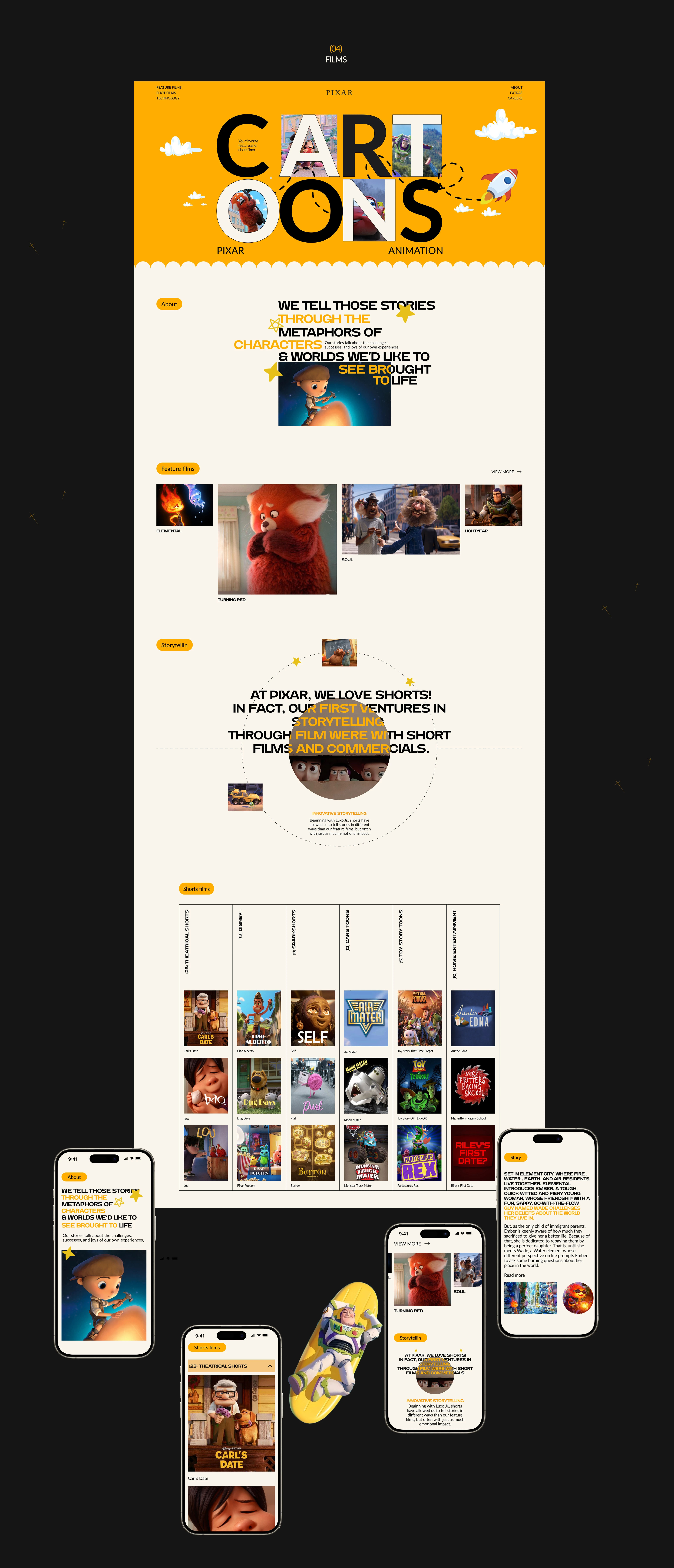 PIXAR redesign/corporate website — Изображение №8 — Интерфейсы, Брендинг на Dprofile