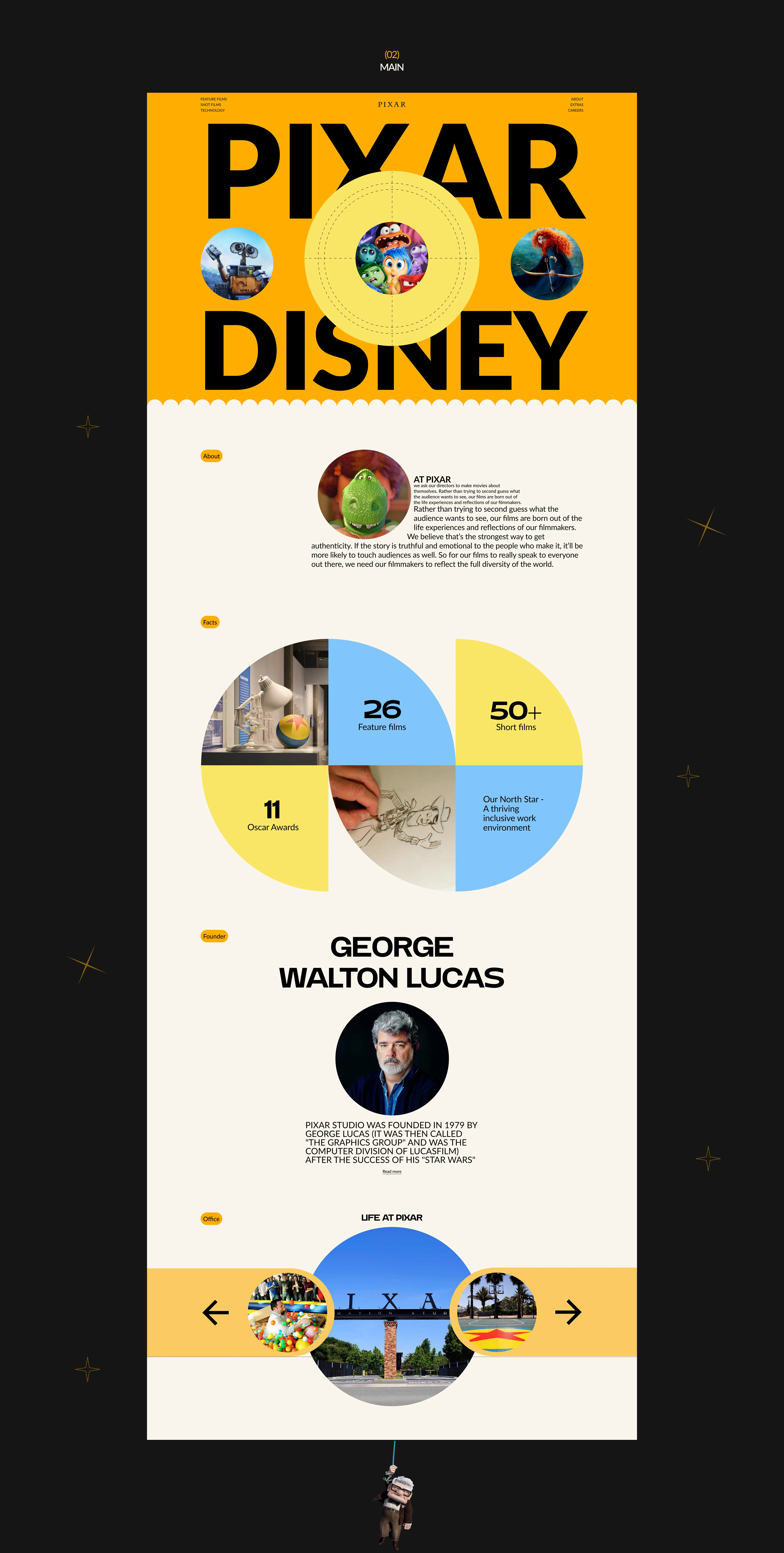 PIXAR redesign/corporate website — Изображение №3 — Интерфейсы, Брендинг на Dprofile