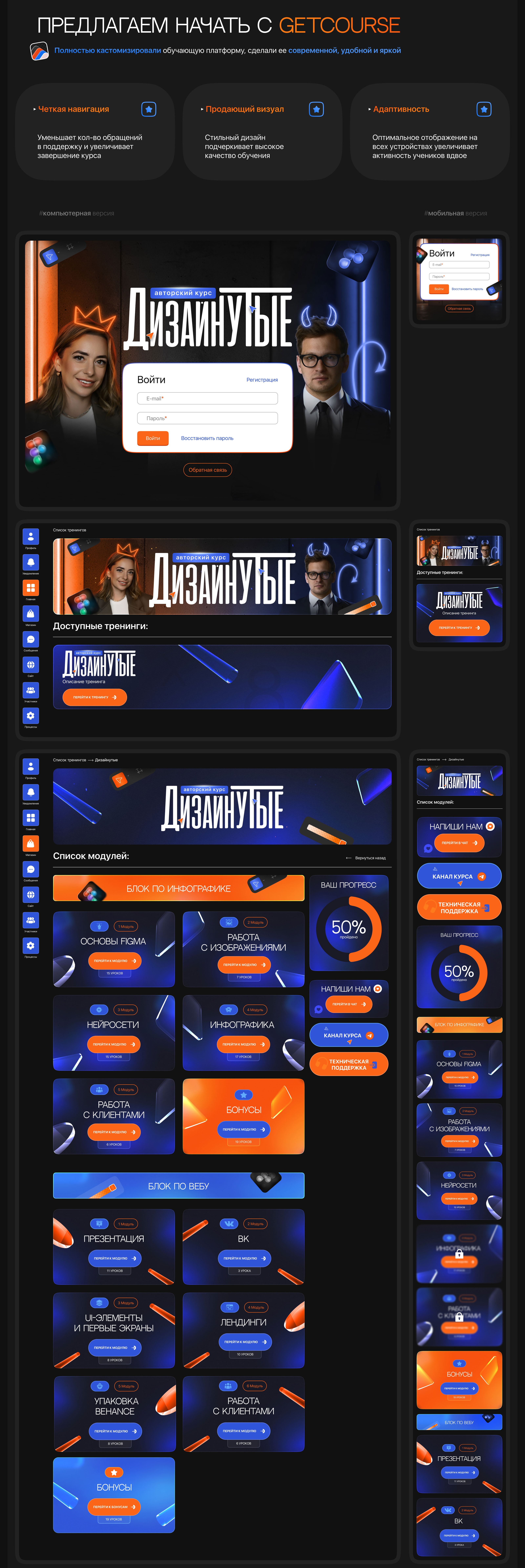 GetCourse + landing page | Полная упаковка запуска — Изображение №2 — Интерфейсы, Графика на Dprofile