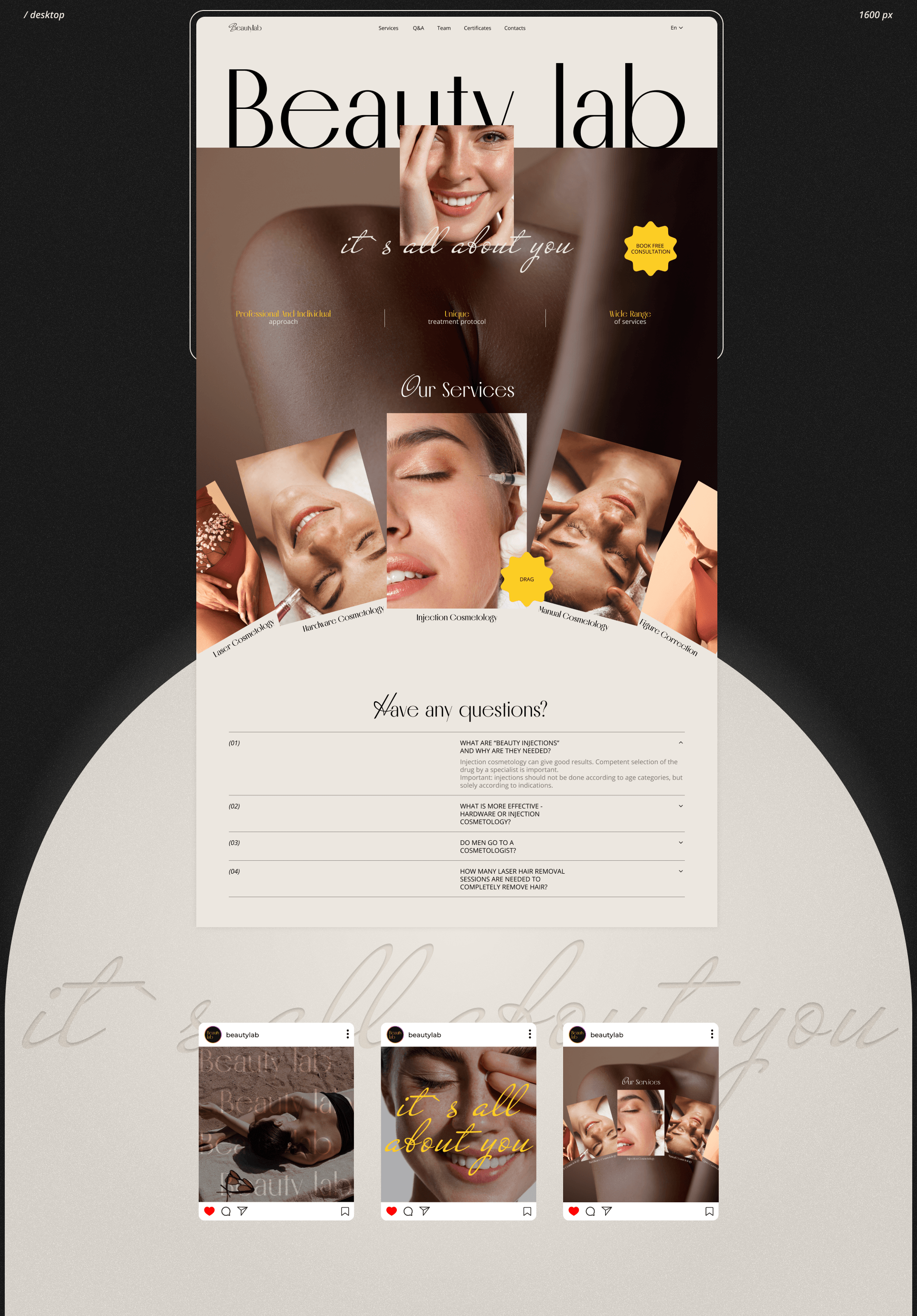 Beauty lab | Landing page — Изображение №3 — Интерфейсы, Брендинг на Dprofile