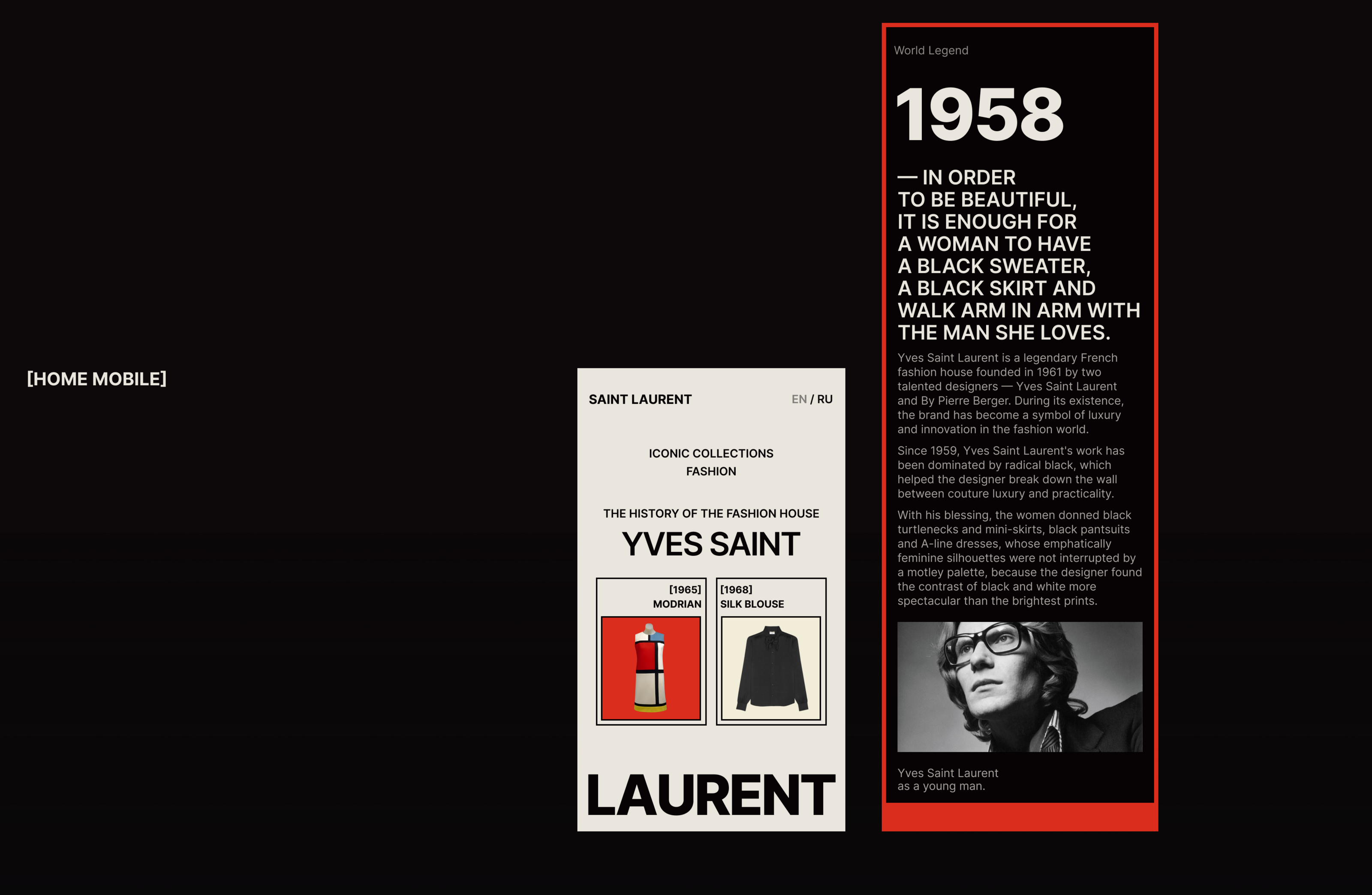 Yves Saint Laurent | UX/UI Design — Изображение №3 — Интерфейсы, Графика на Dprofile