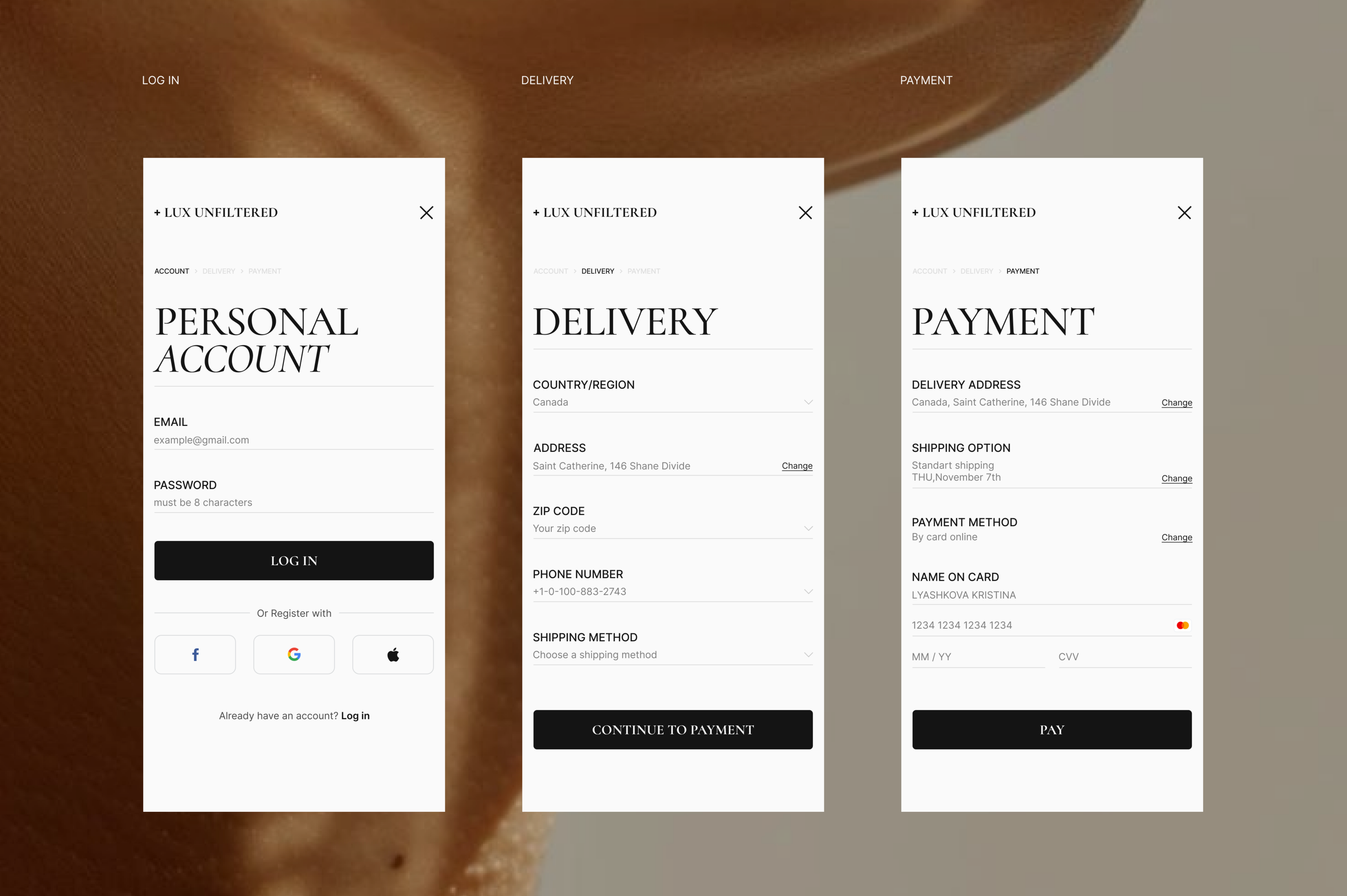 LUX UNFILTERED | Online cosmetics store — Изображение №13 — Интерфейсы, Графика на Dprofile