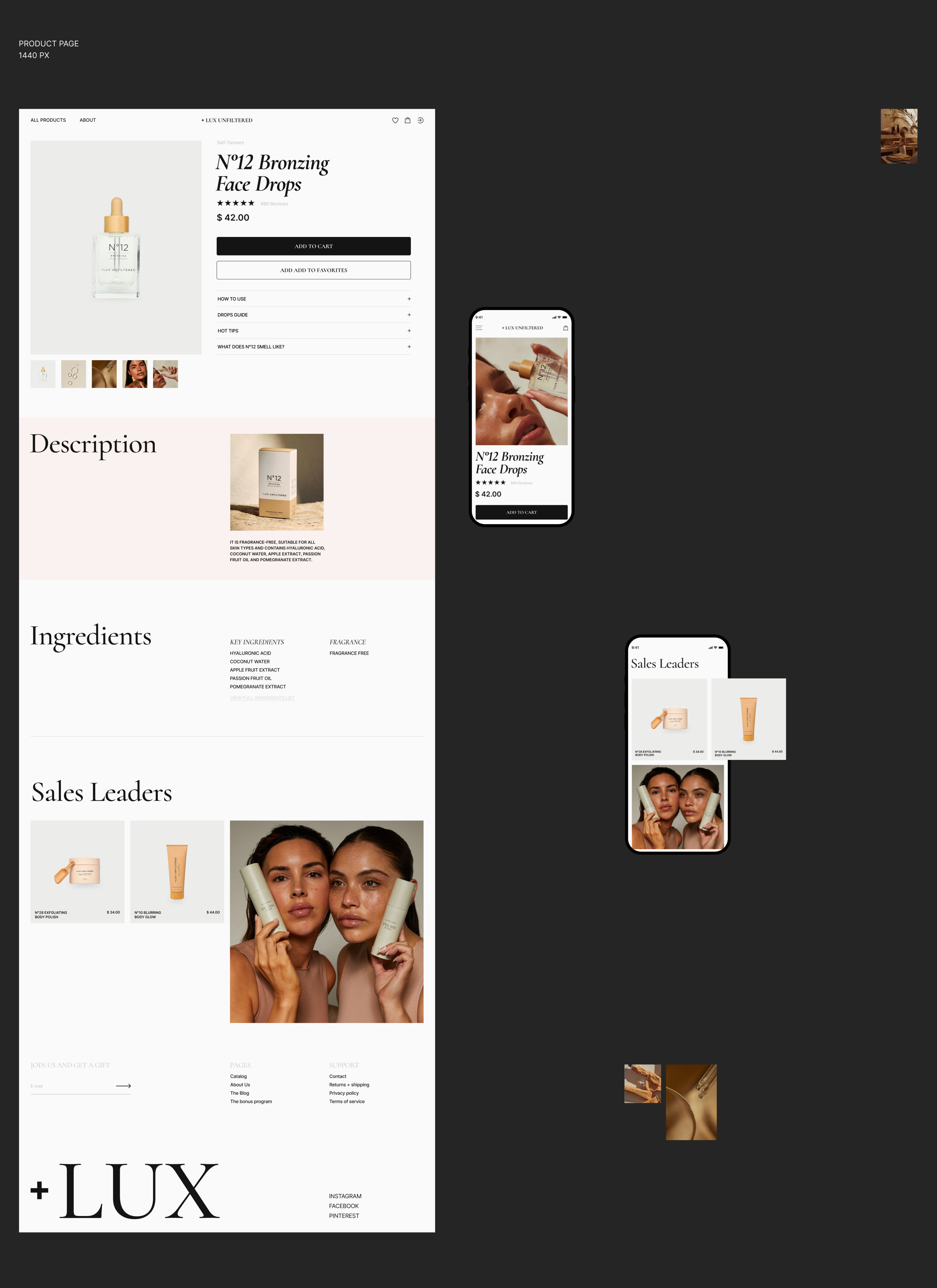 LUX UNFILTERED | Online cosmetics store — Изображение №10 — Интерфейсы, Графика на Dprofile