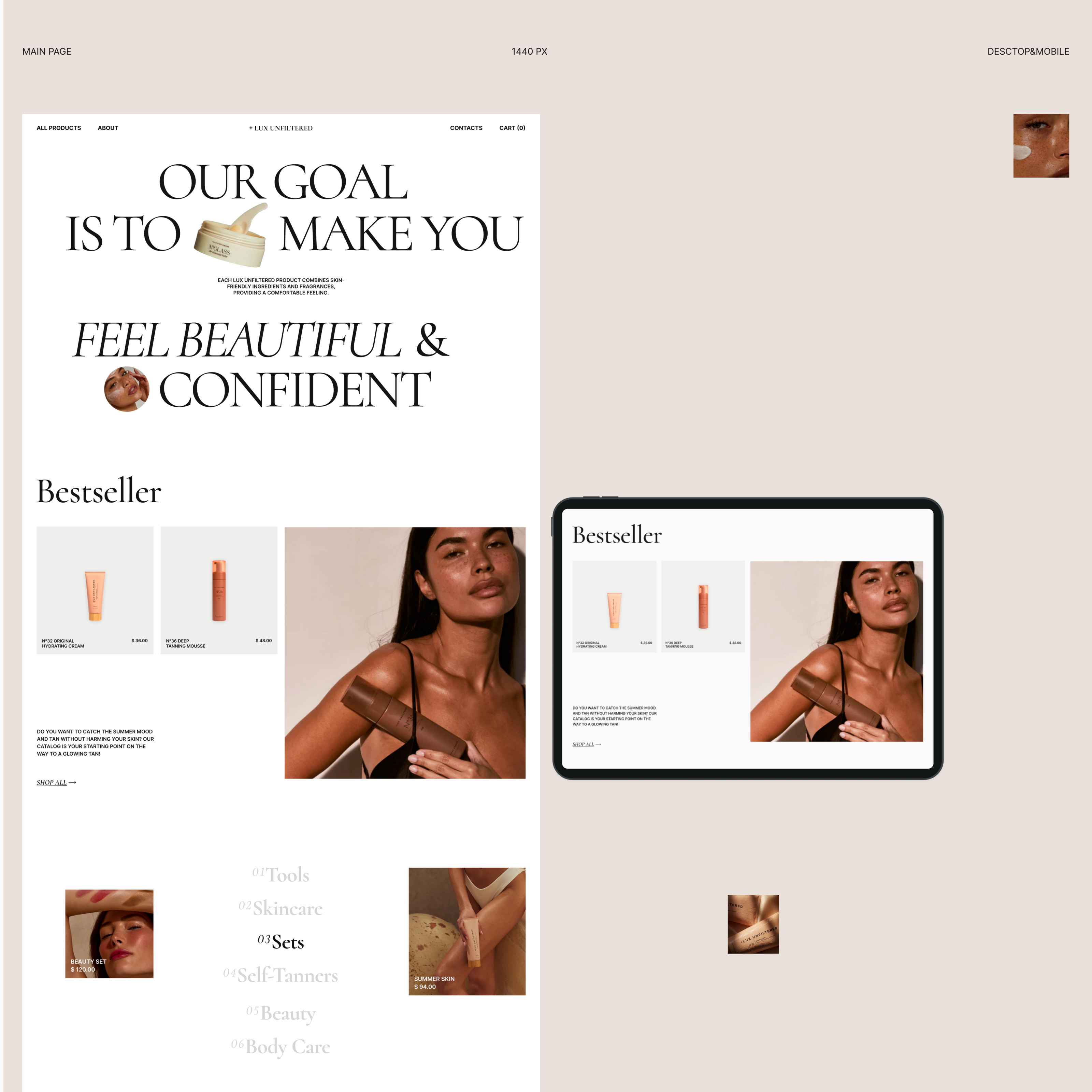 LUX UNFILTERED | Online cosmetics store — Изображение №3 — Интерфейсы, Графика на Dprofile