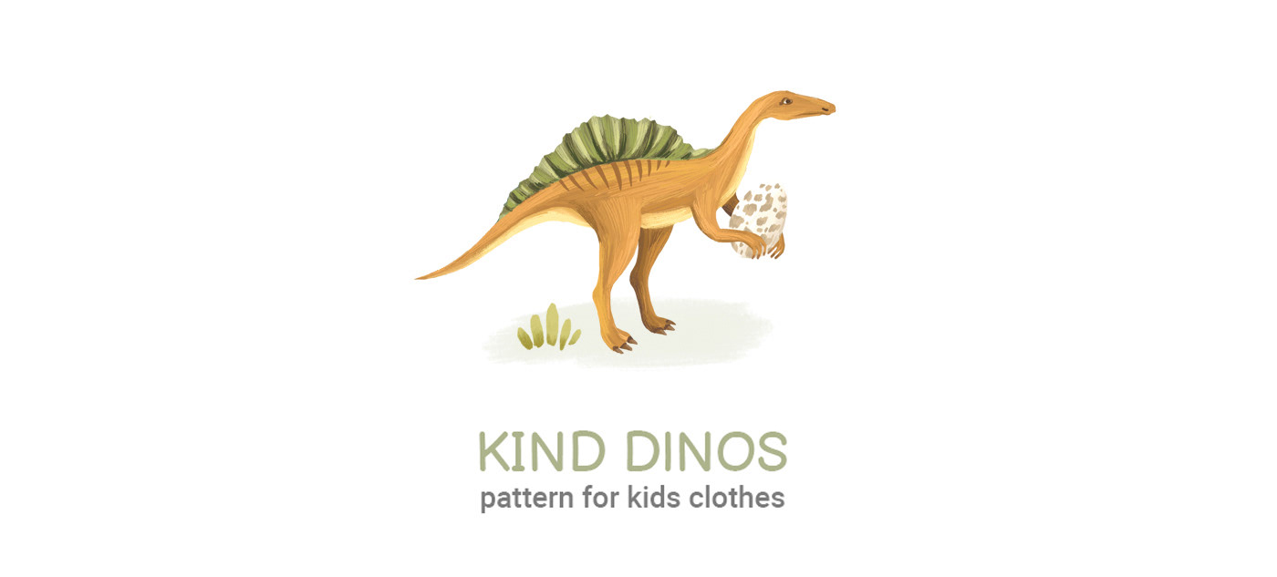 Kind dinos | Детские паттерны с динозаврами — Изображение №1 — Иллюстрация, Графика на Dprofile