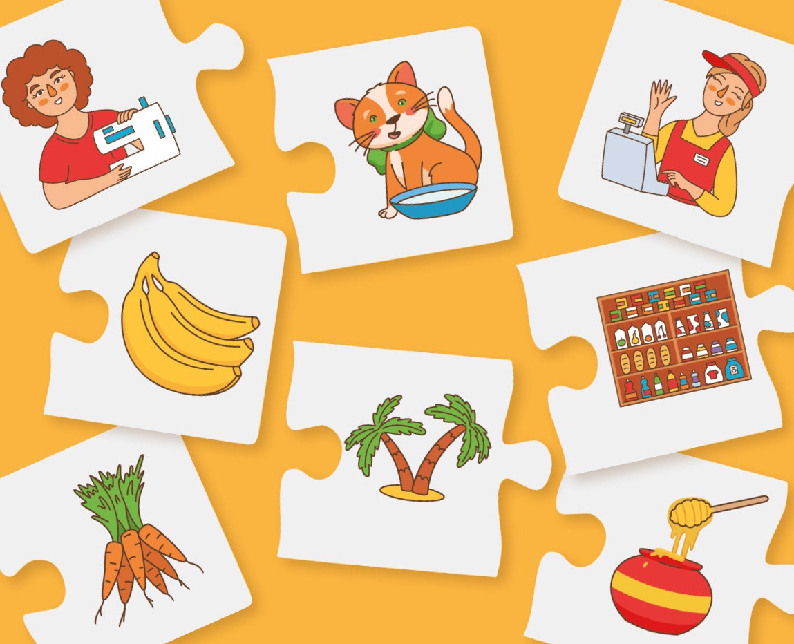 Educational puzzles for children, illustrations. — Иллюстрация на Dprofile