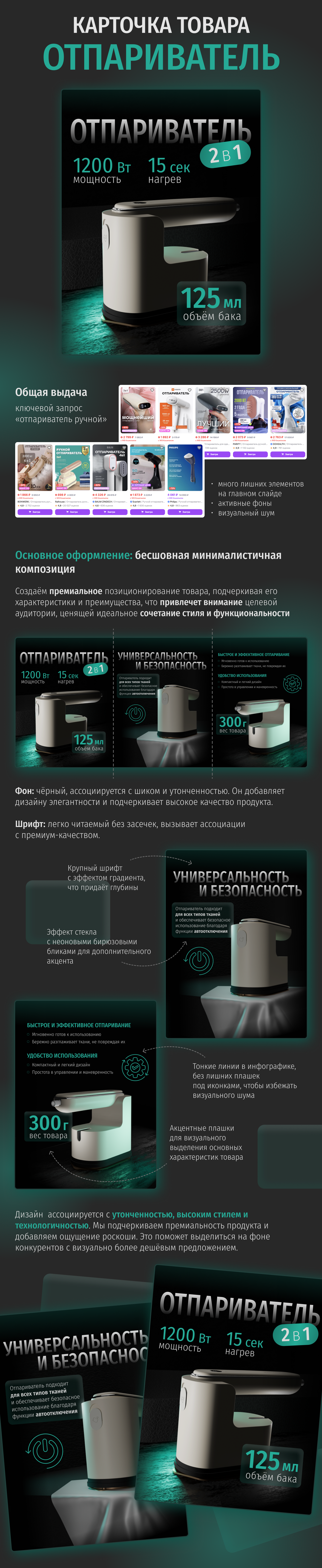Карточка товара. Ручной отпариватель, техника, электроника — Изображение №1 — Графика, Маркетинг на Dprofile