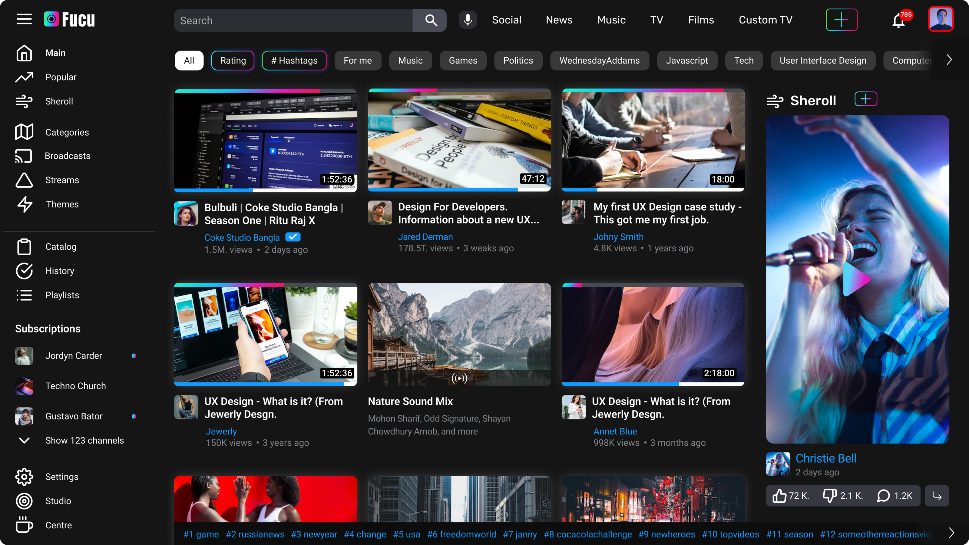 Fucu (UX/UI Design Video app) — Изображение №2 — Интерфейсы, Иллюстрация на Dprofile