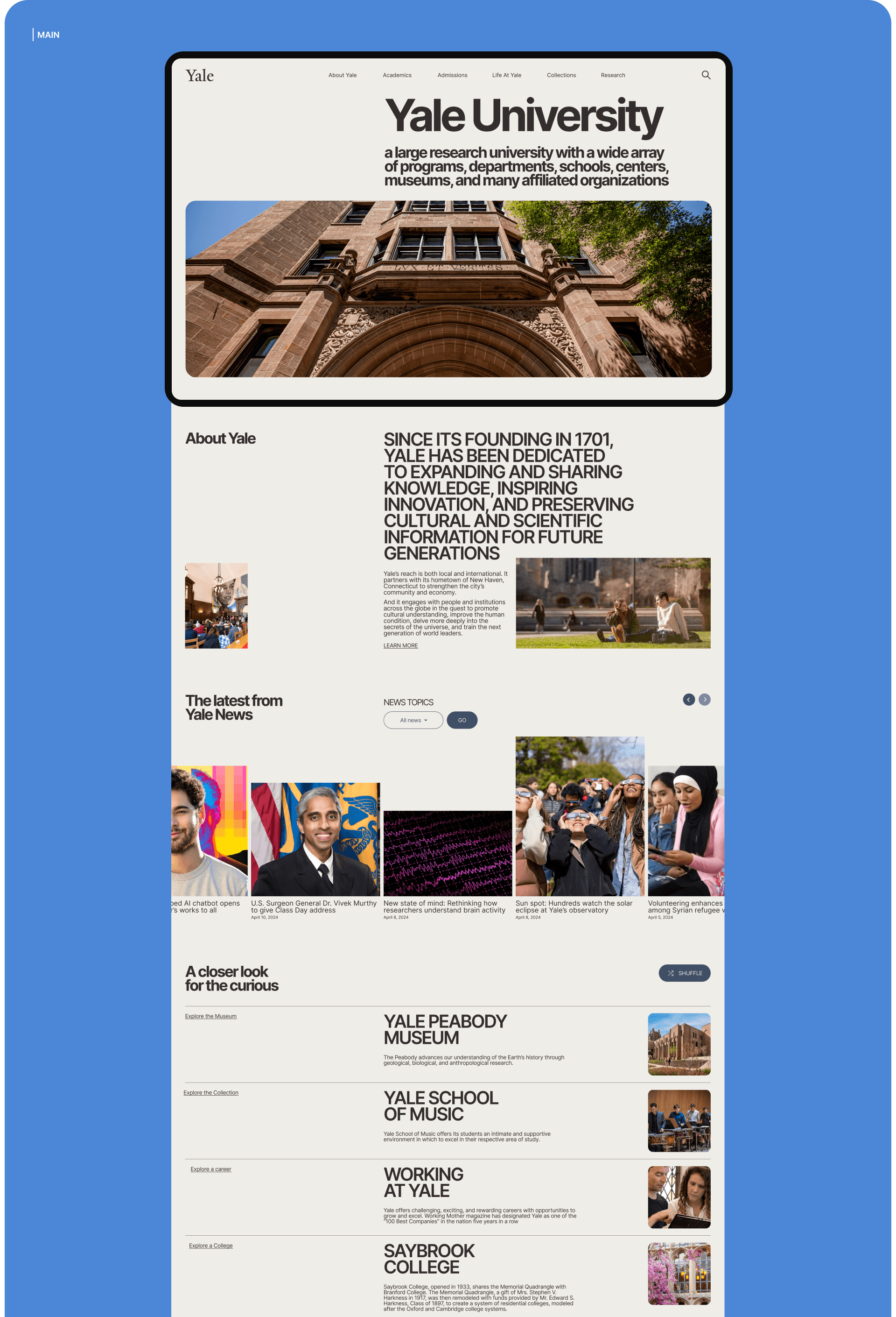 Университет YALE - Редизайн сайта — Изображение №3 — Интерфейсы на Dprofile