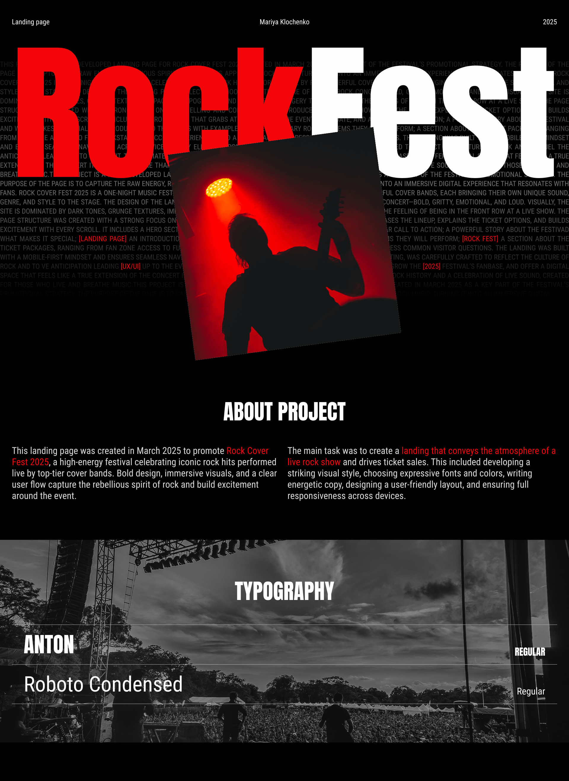 Landing page | UX/UI | RockFest — Изображение №1 — Интерфейсы на Dprofile