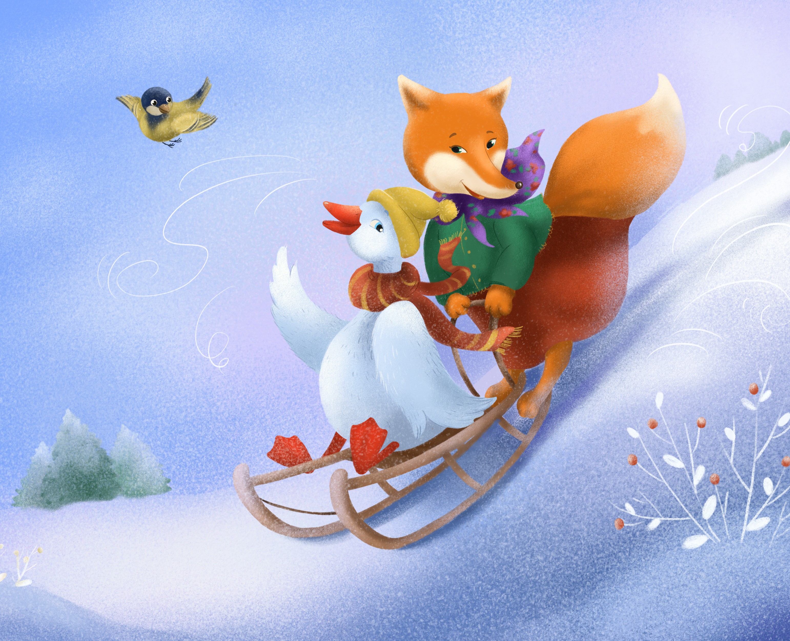 Goose and Fox   Гусёнок и лисонька — Брендинг, Иллюстрация на Dprofile