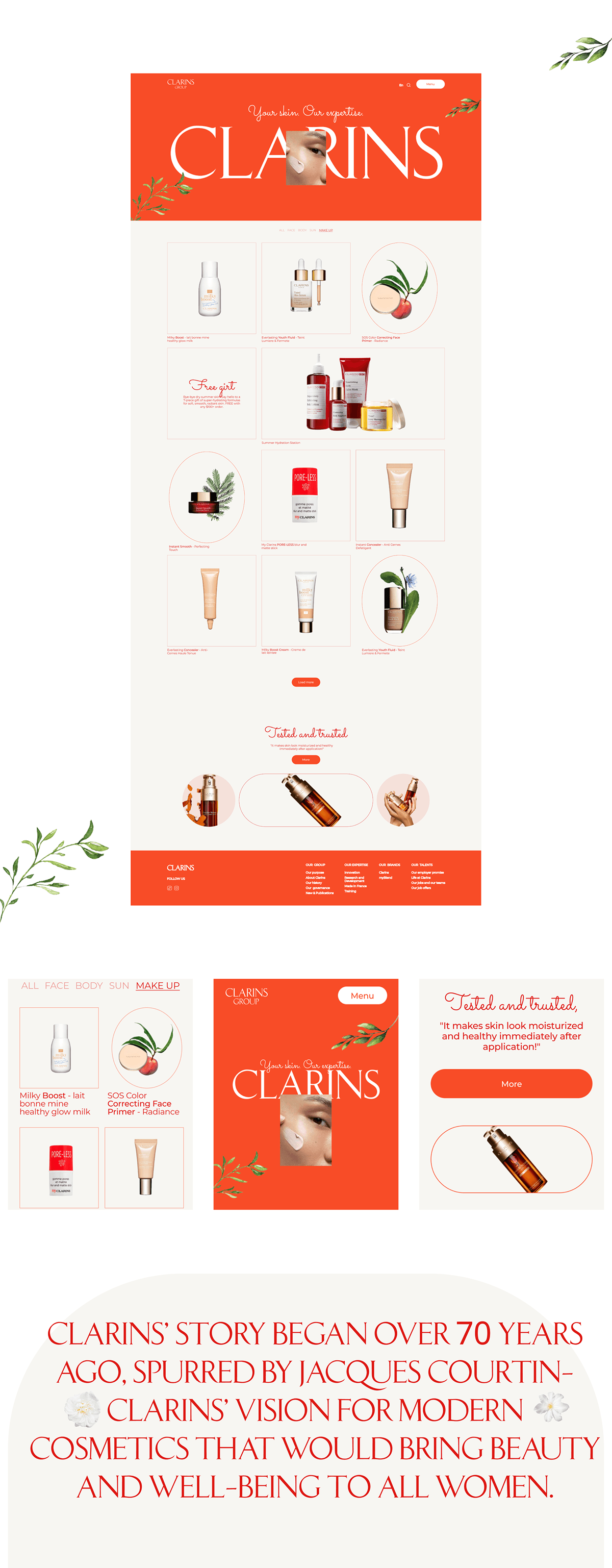 КОРПОРАТИВНЫЙ САЙТ - CLARINS — Изображение №8 — Интерфейсы, Графика на Dprofile