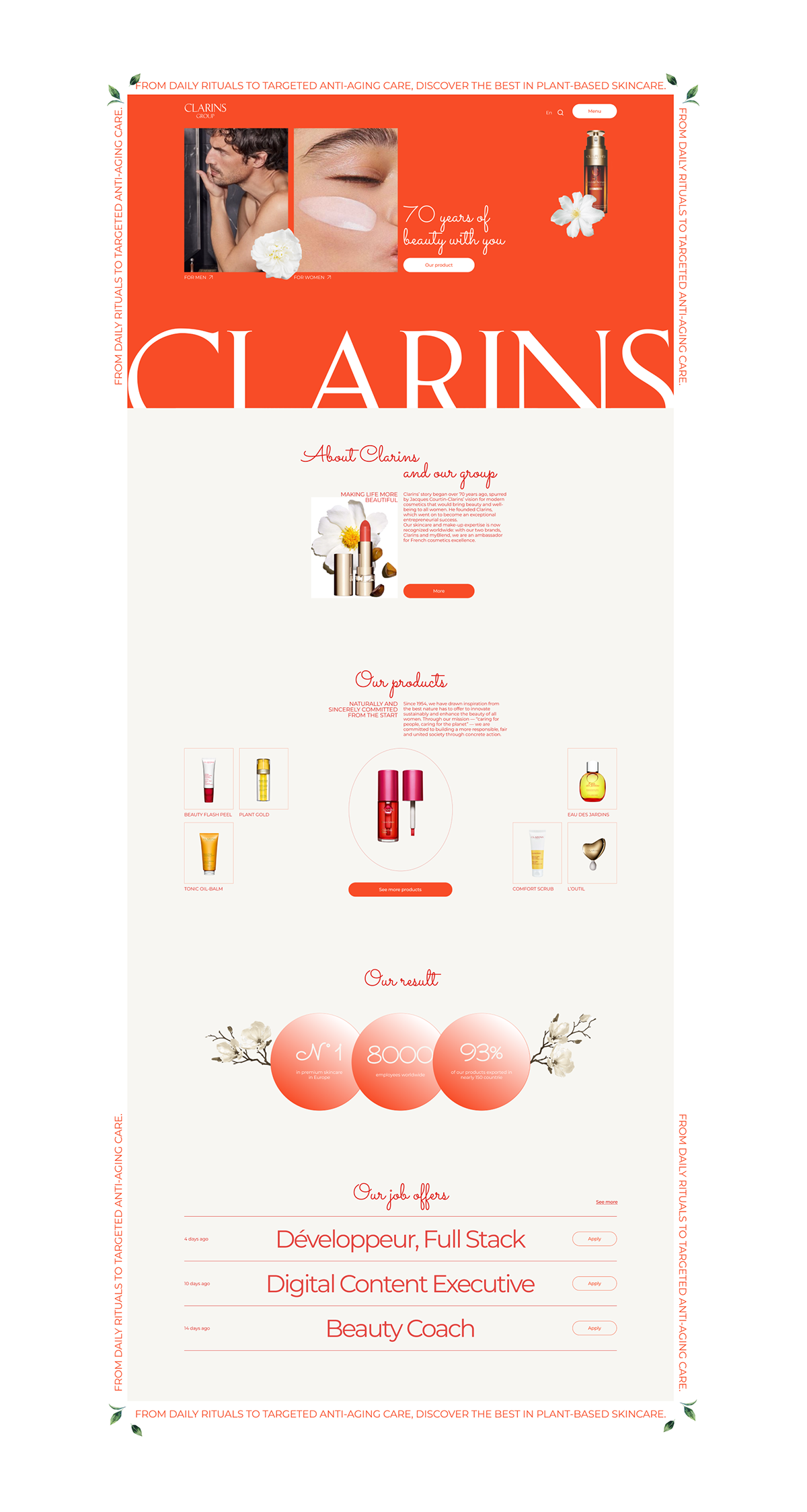 КОРПОРАТИВНЫЙ САЙТ - CLARINS — Изображение №5 — Интерфейсы, Графика на Dprofile