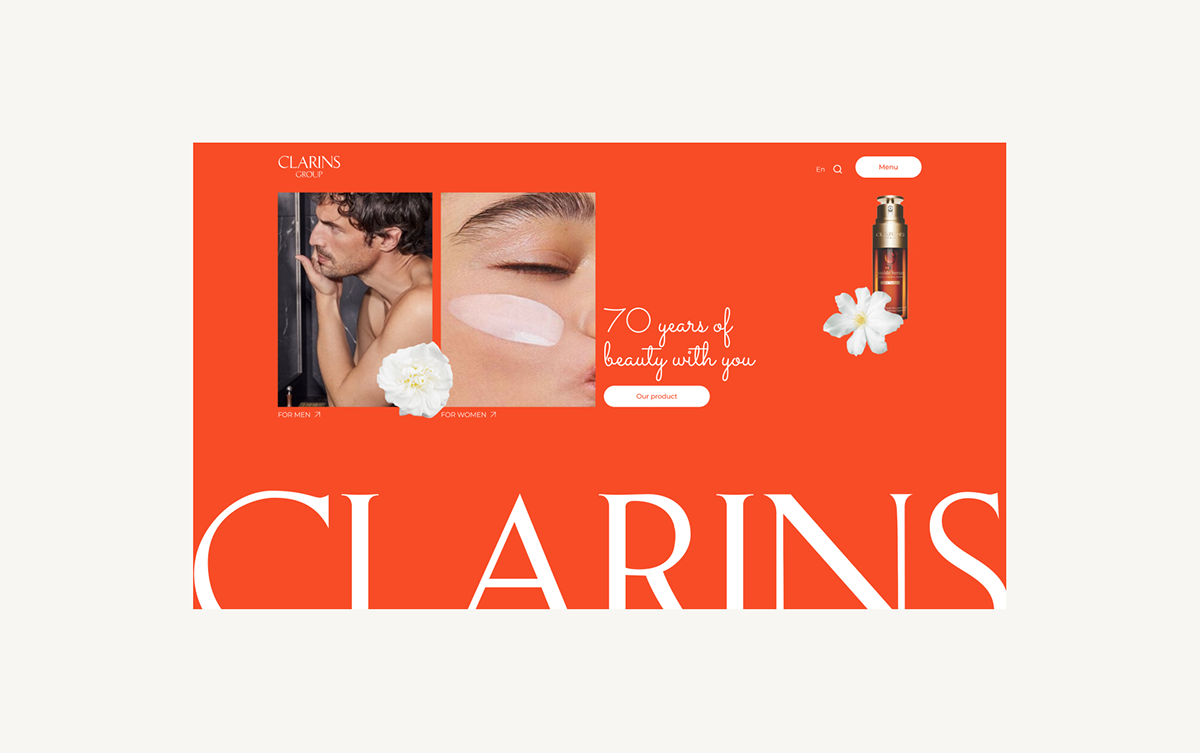 КОРПОРАТИВНЫЙ САЙТ - CLARINS — Изображение №3 — Интерфейсы, Графика на Dprofile