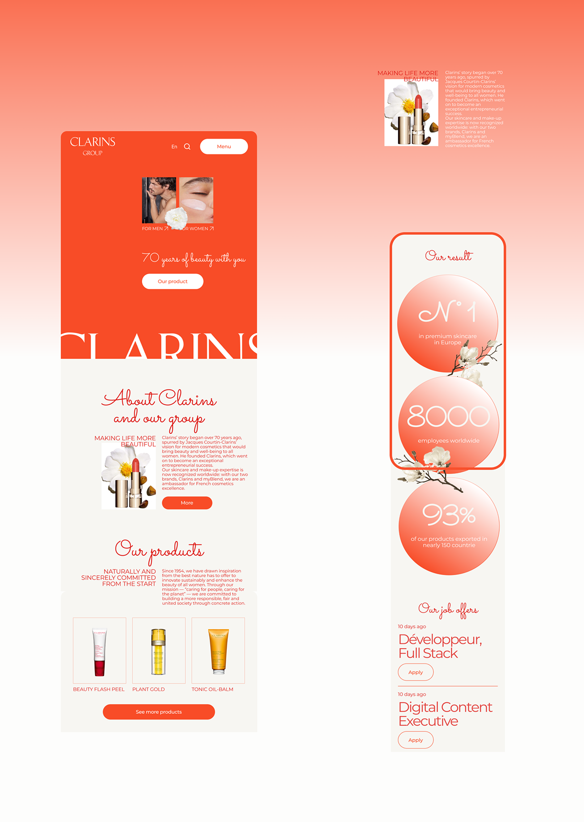 КОРПОРАТИВНЫЙ САЙТ - CLARINS — Изображение №6 — Интерфейсы, Графика на Dprofile