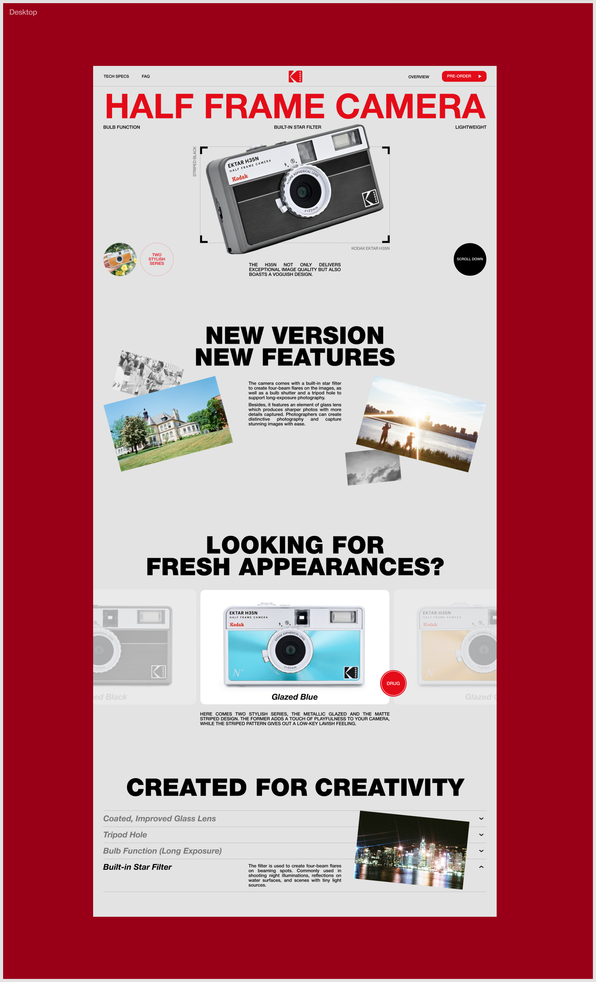 KODAK EKTAR H35N - Landing Page — Изображение №2 — Интерфейсы, Брендинг на Dprofile