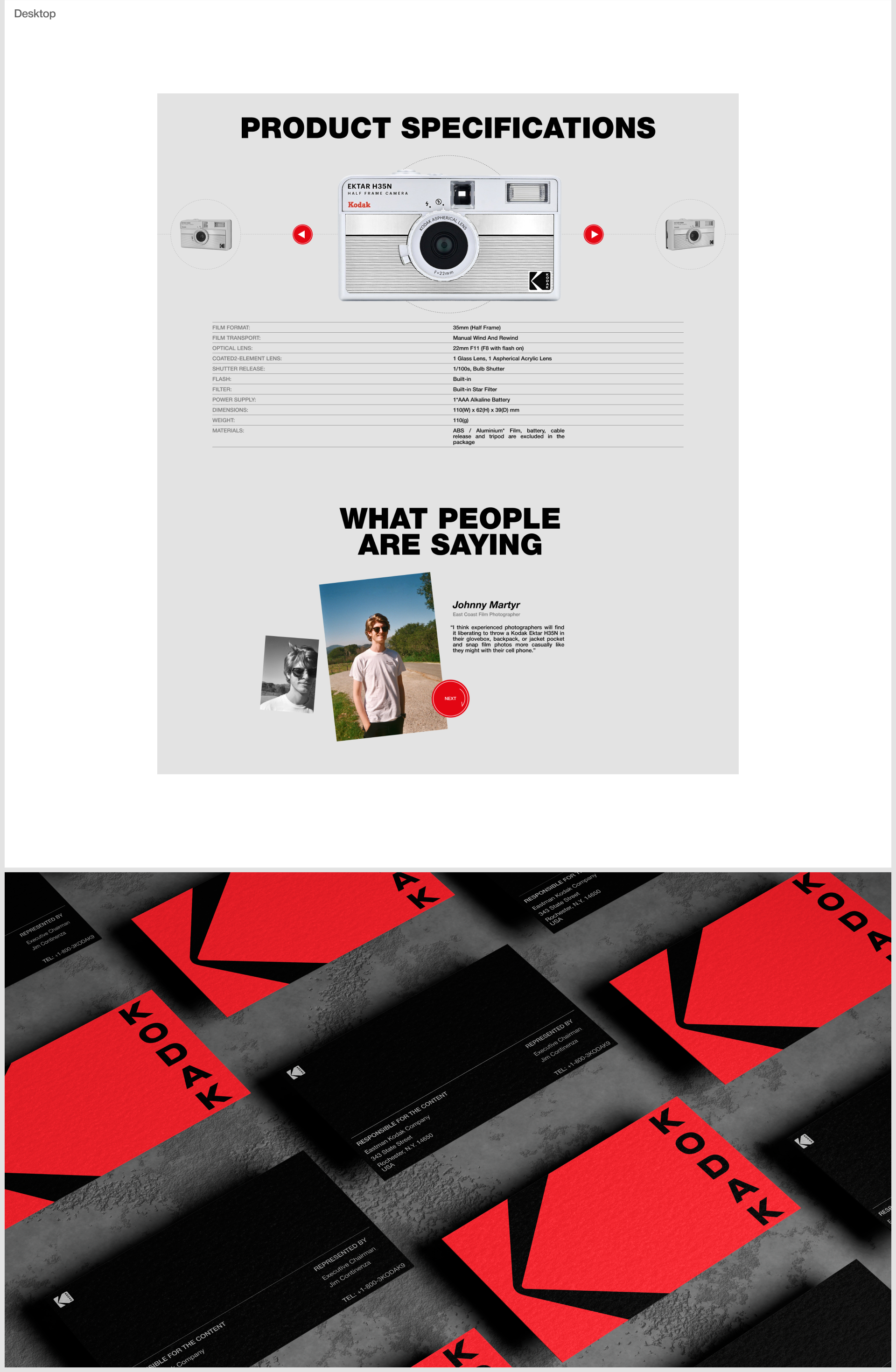 KODAK EKTAR H35N - Landing Page — Изображение №4 — Интерфейсы, Брендинг на Dprofile