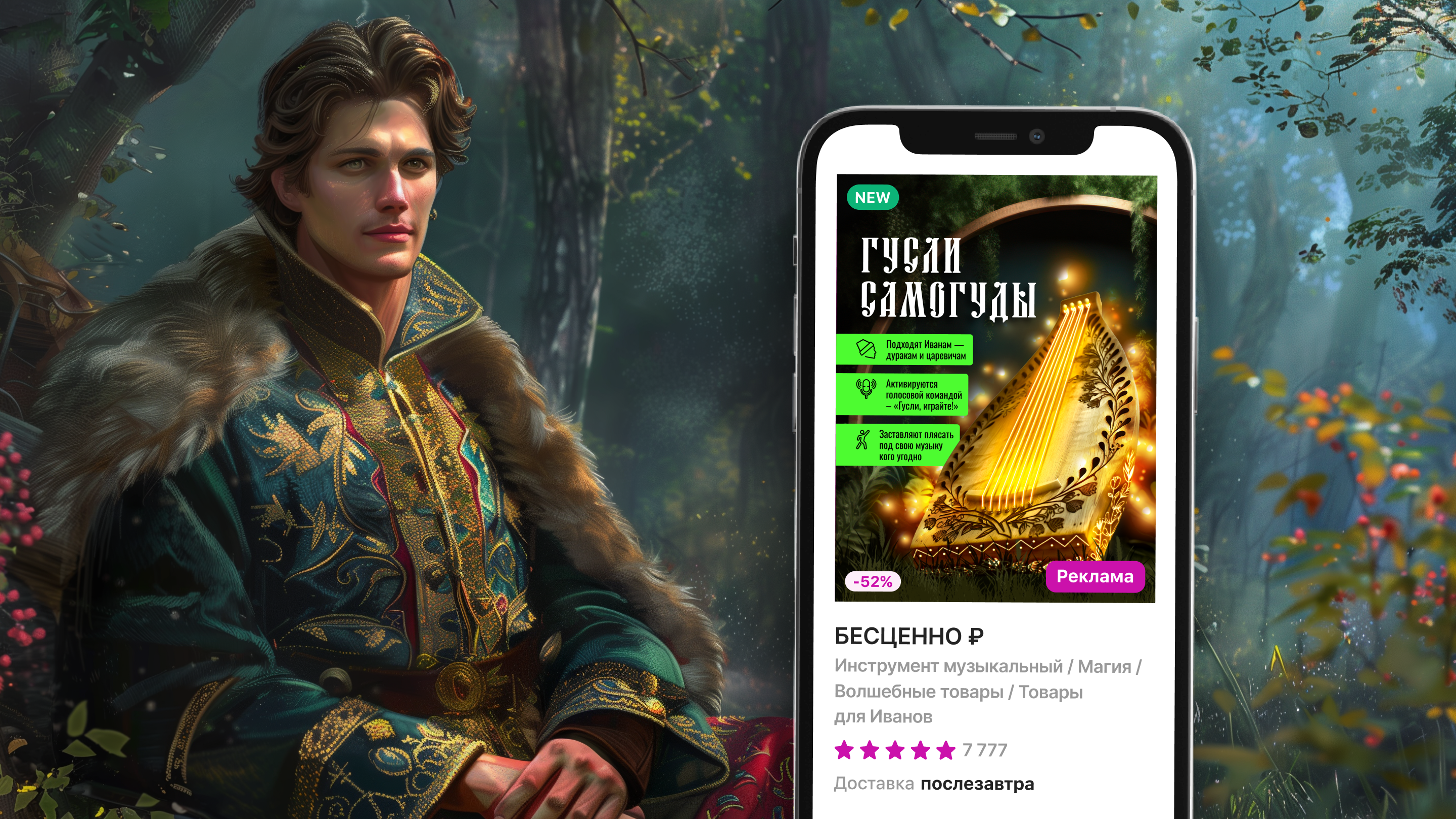 Лукоморье | Гусли-самогуды, карточка товара — Изображение №3 — Графика, Маркетинг на Dprofile