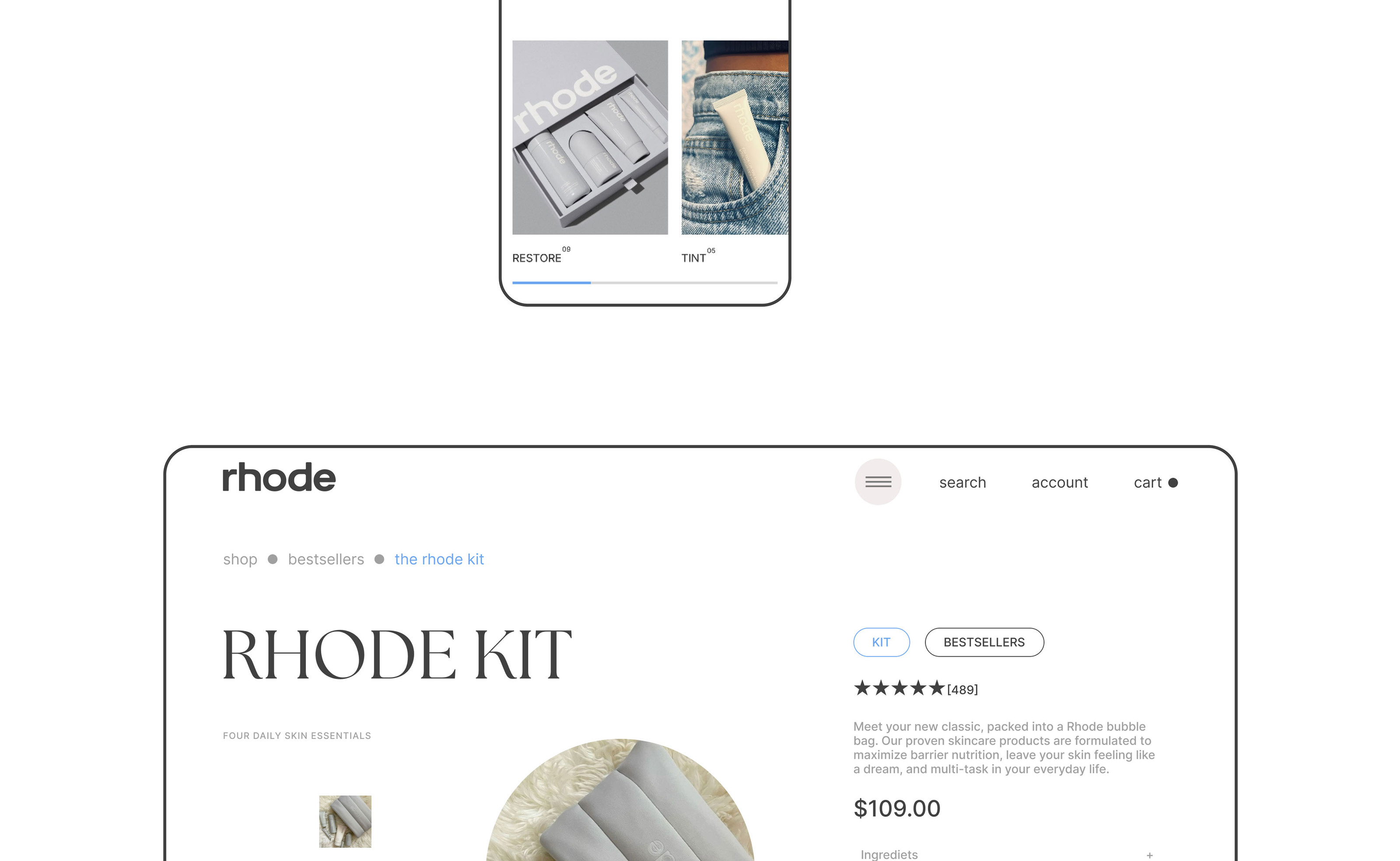 Online cosmetics store | Rhode | UI/UX design — Изображение №8 — Интерфейсы, Брендинг на Dprofile