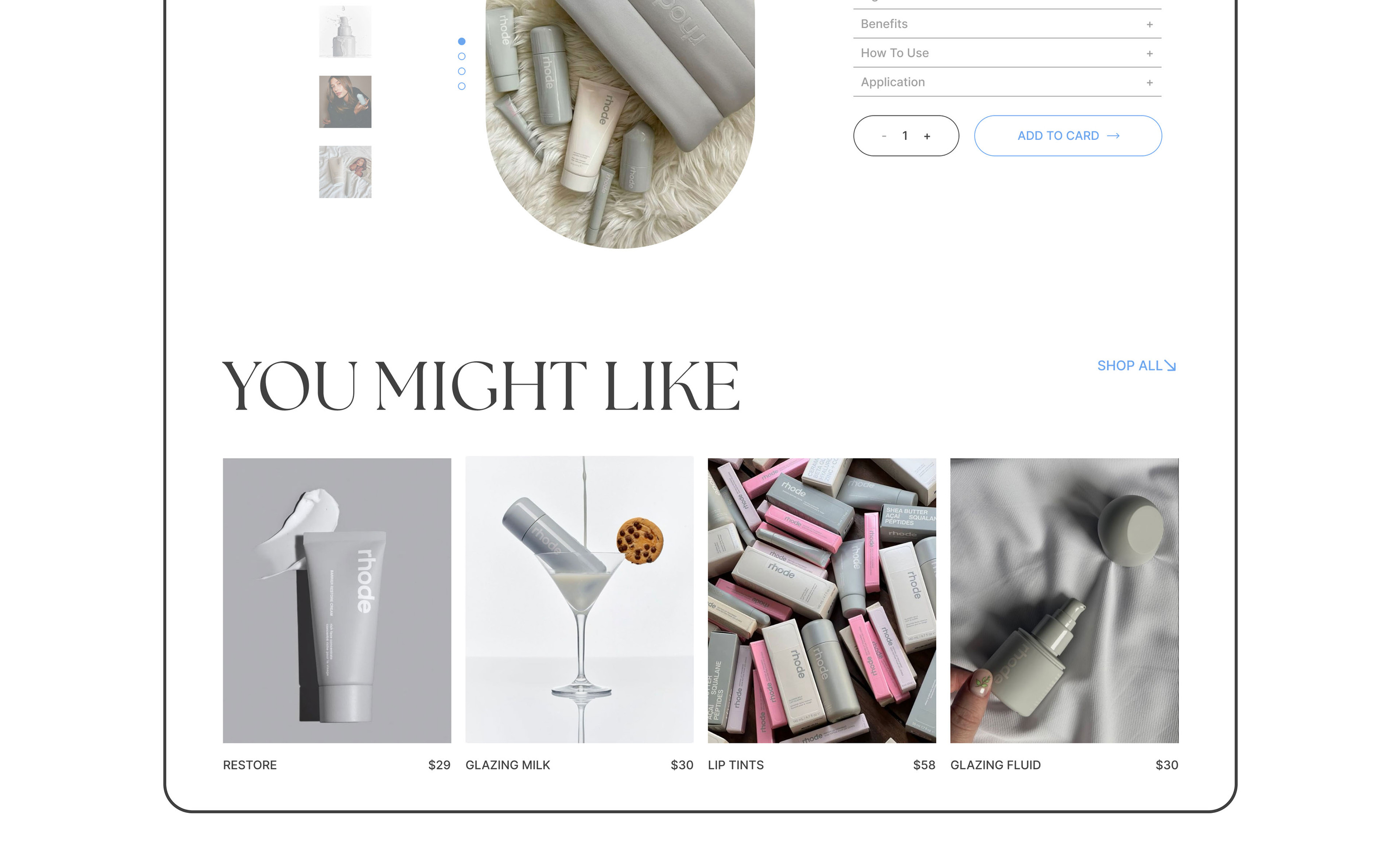 Online cosmetics store | Rhode | UI/UX design — Изображение №9 — Интерфейсы, Брендинг на Dprofile