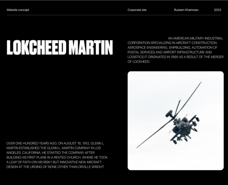 Corporate website concept Lockheed Martin — Интерфейсы, Брендинг на Dprofile