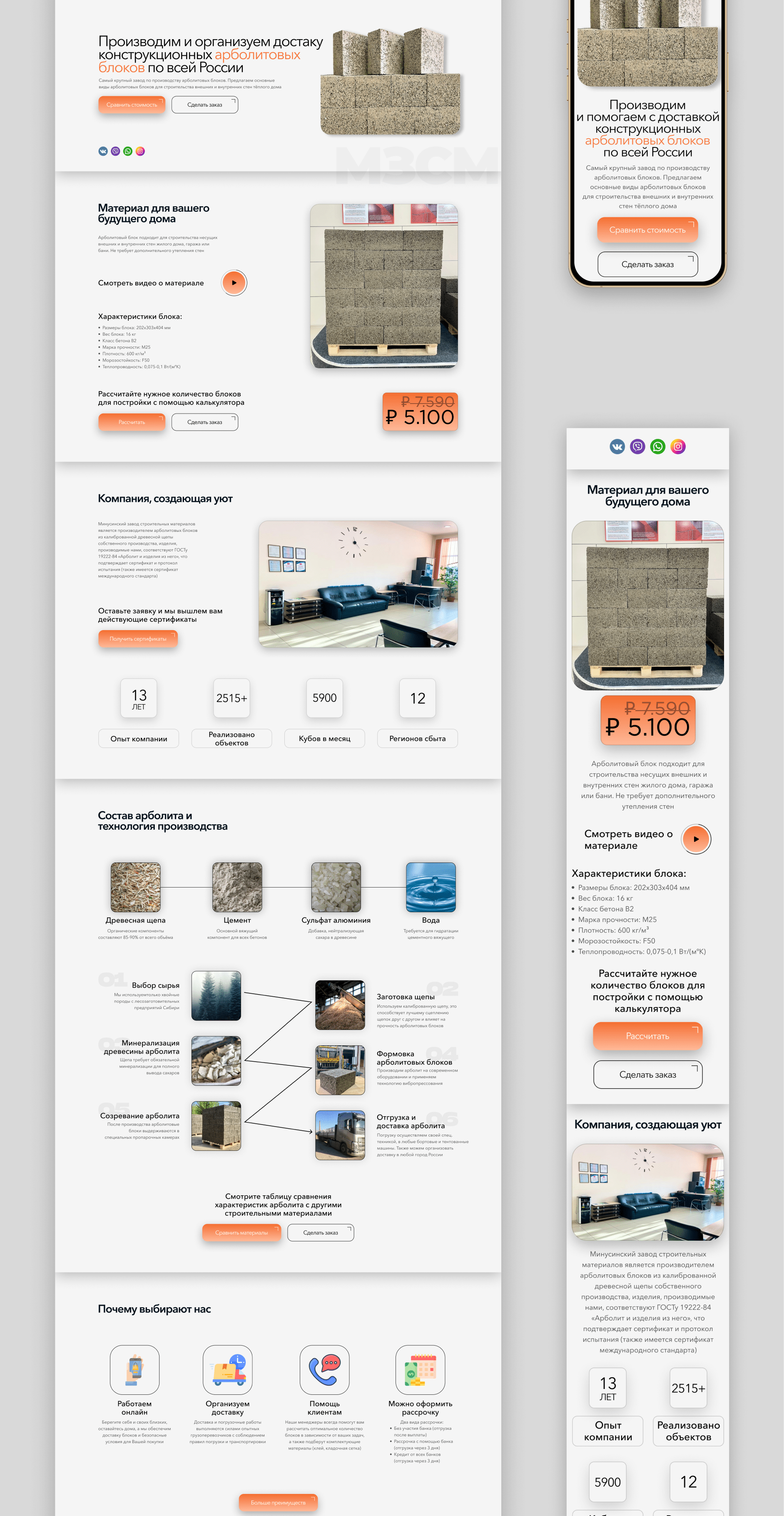 Landing page for wood concrete blocks factory — Изображение №6 — Интерфейсы, Брендинг на Dprofile