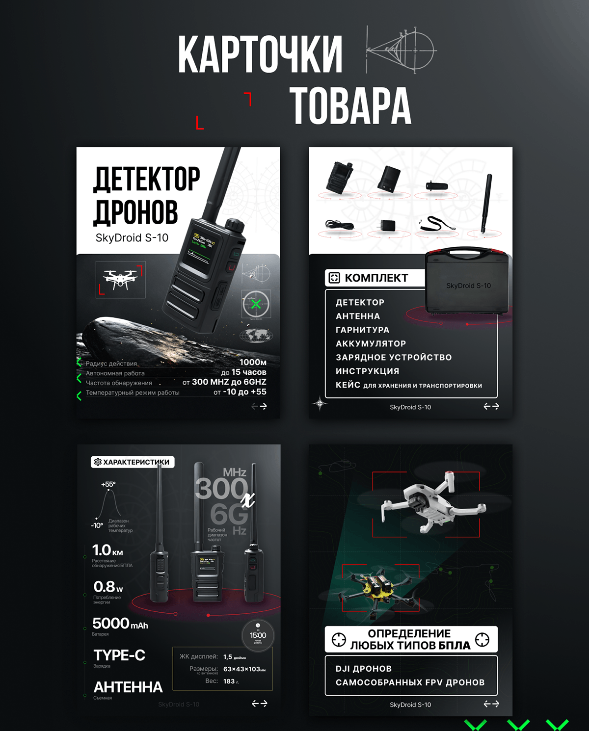 Карточка товара - инфографика - Детектор дронов — Изображение №10 — Графика, Маркетинг на Dprofile