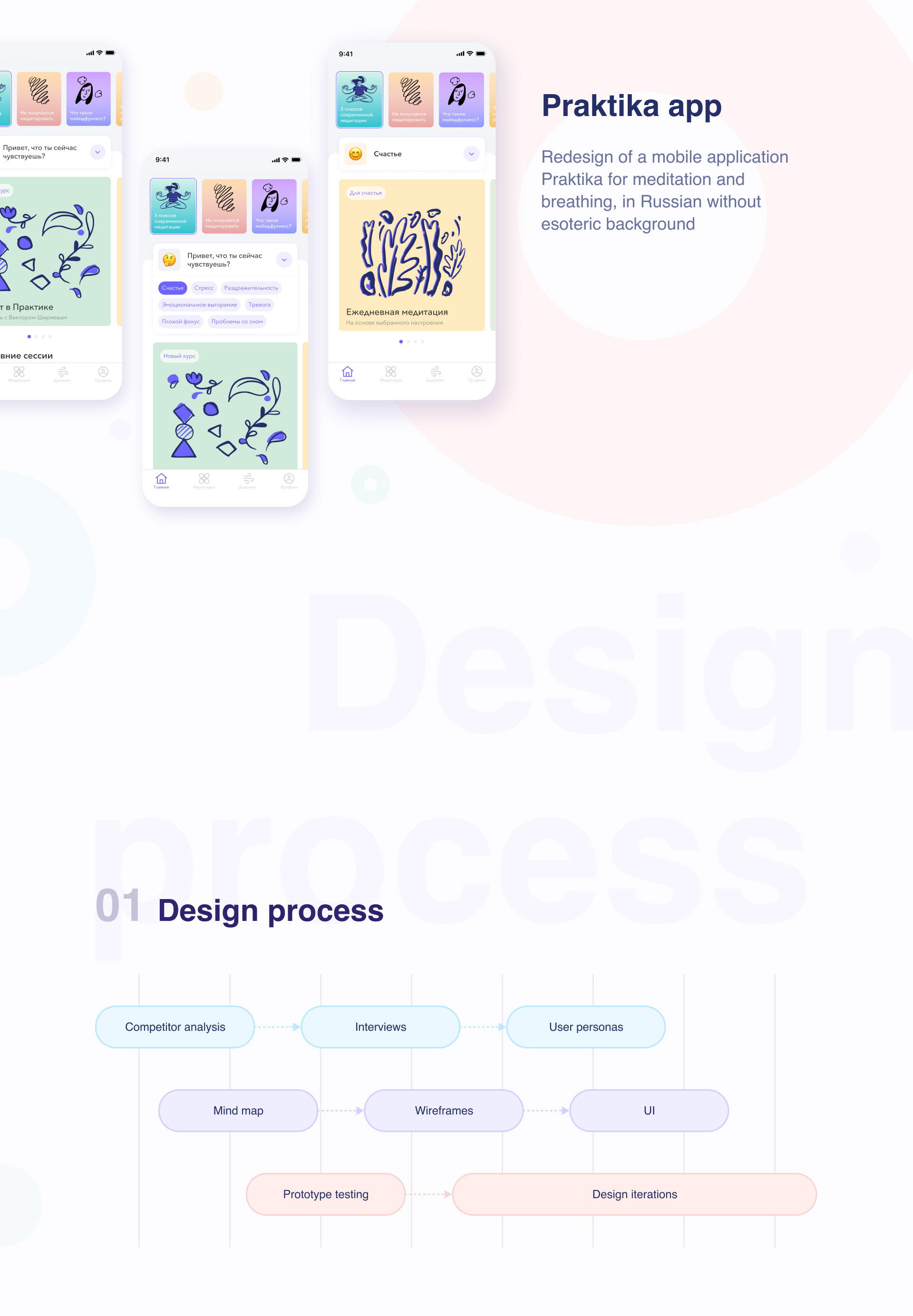 Praktika 2.0 | Mobile app for meditation — Изображение №2 — Графика, Интерфейсы на Dprofile