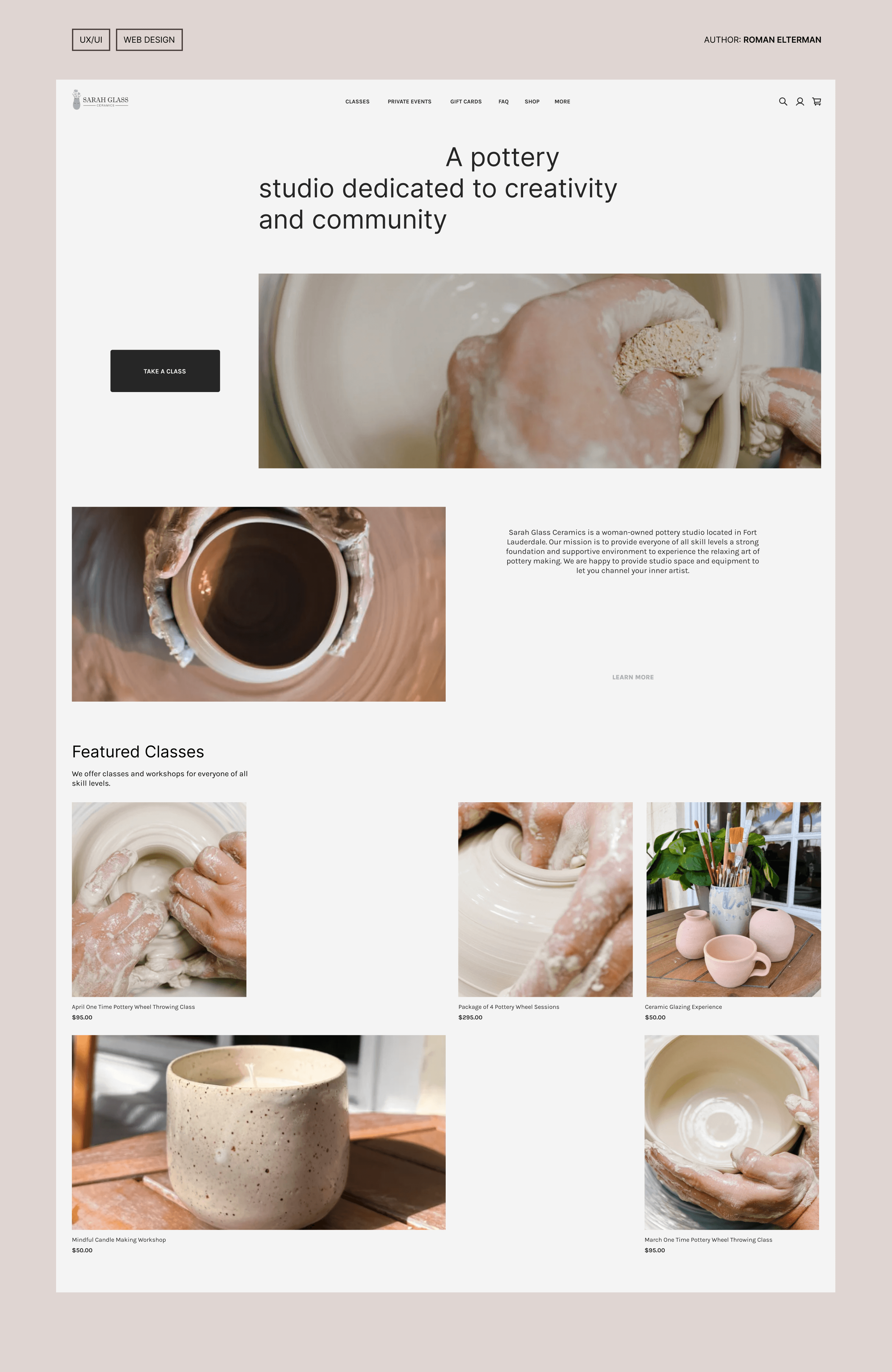 pottery studio landing design — Изображение №1 — Брендинг, Маркетинг на Dprofile