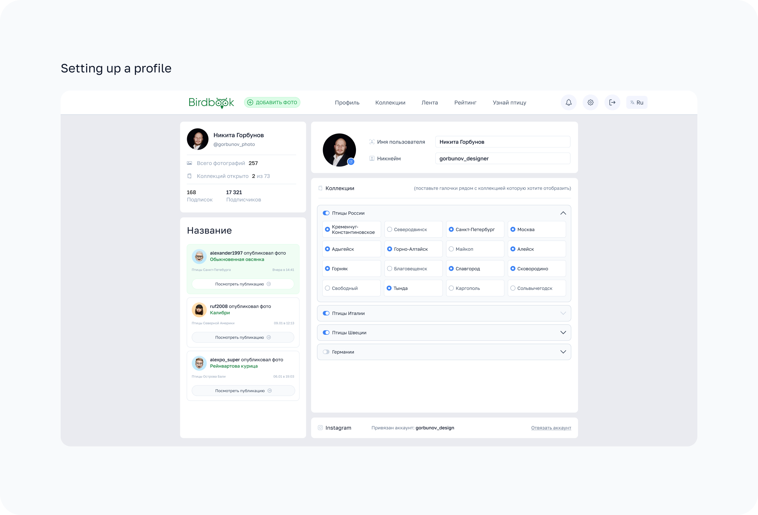 BirdBook - Социальная сеть. — Изображение №17 — Интерфейсы на Dprofile