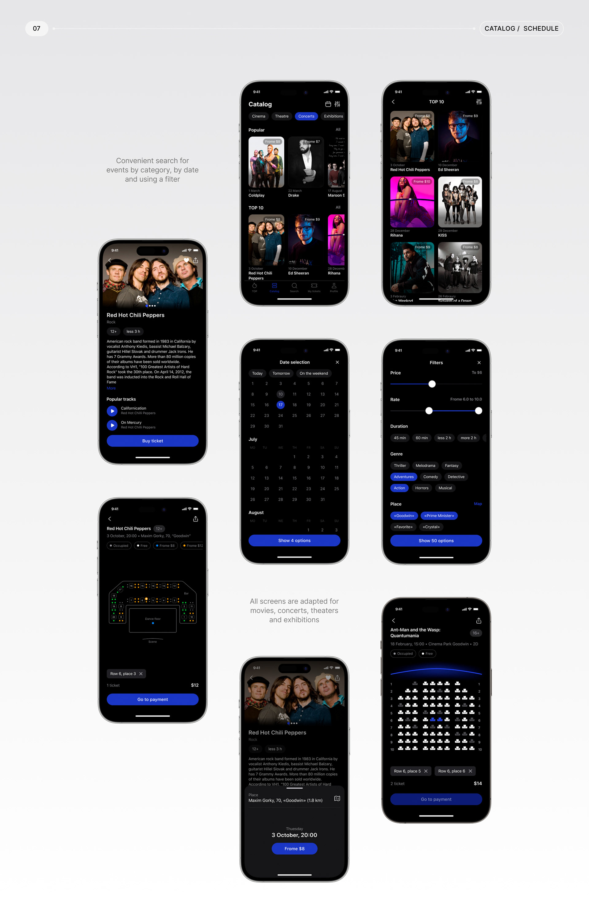 AFISHA ONLINE — Event Mobile App UX/UI — Изображение №7 — Интерфейсы, Анимация на Dprofile